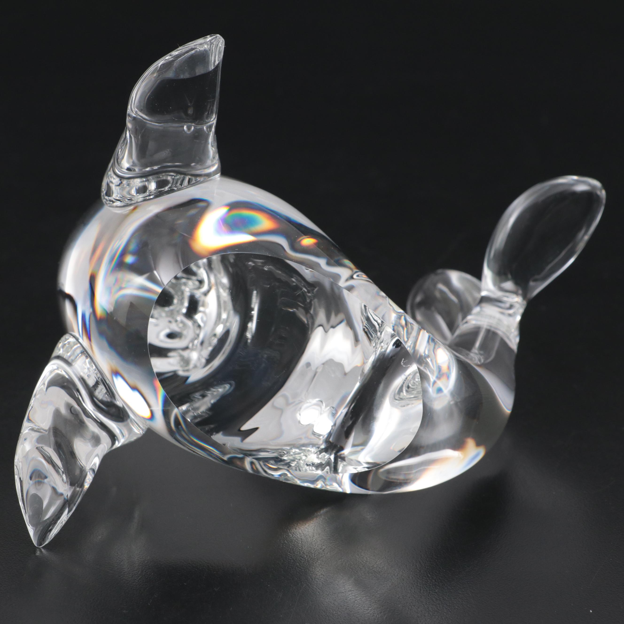 Steuben Art Glass "Playful Sea Lion" Figurine, Late 20th Century