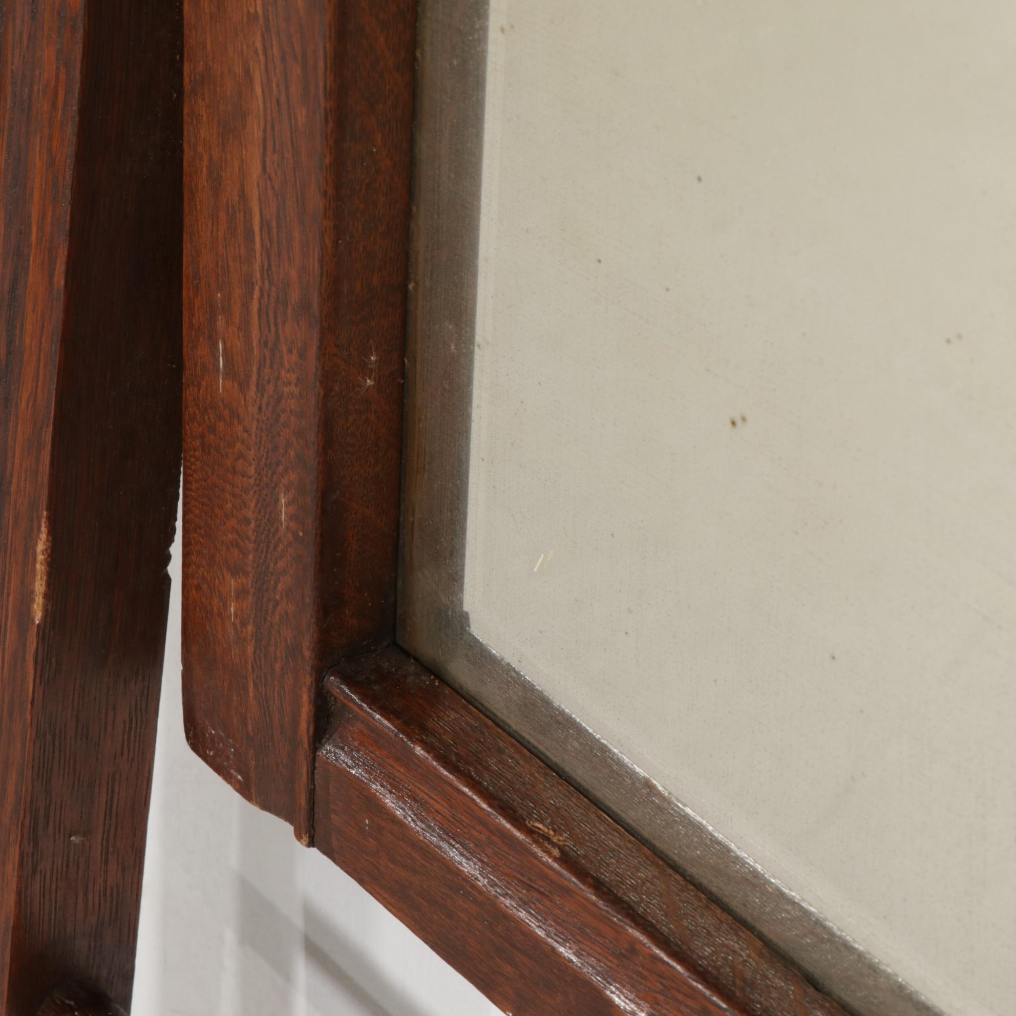 Victorian Oak Washstand and Mirror, Late 19th to Early 20th Century