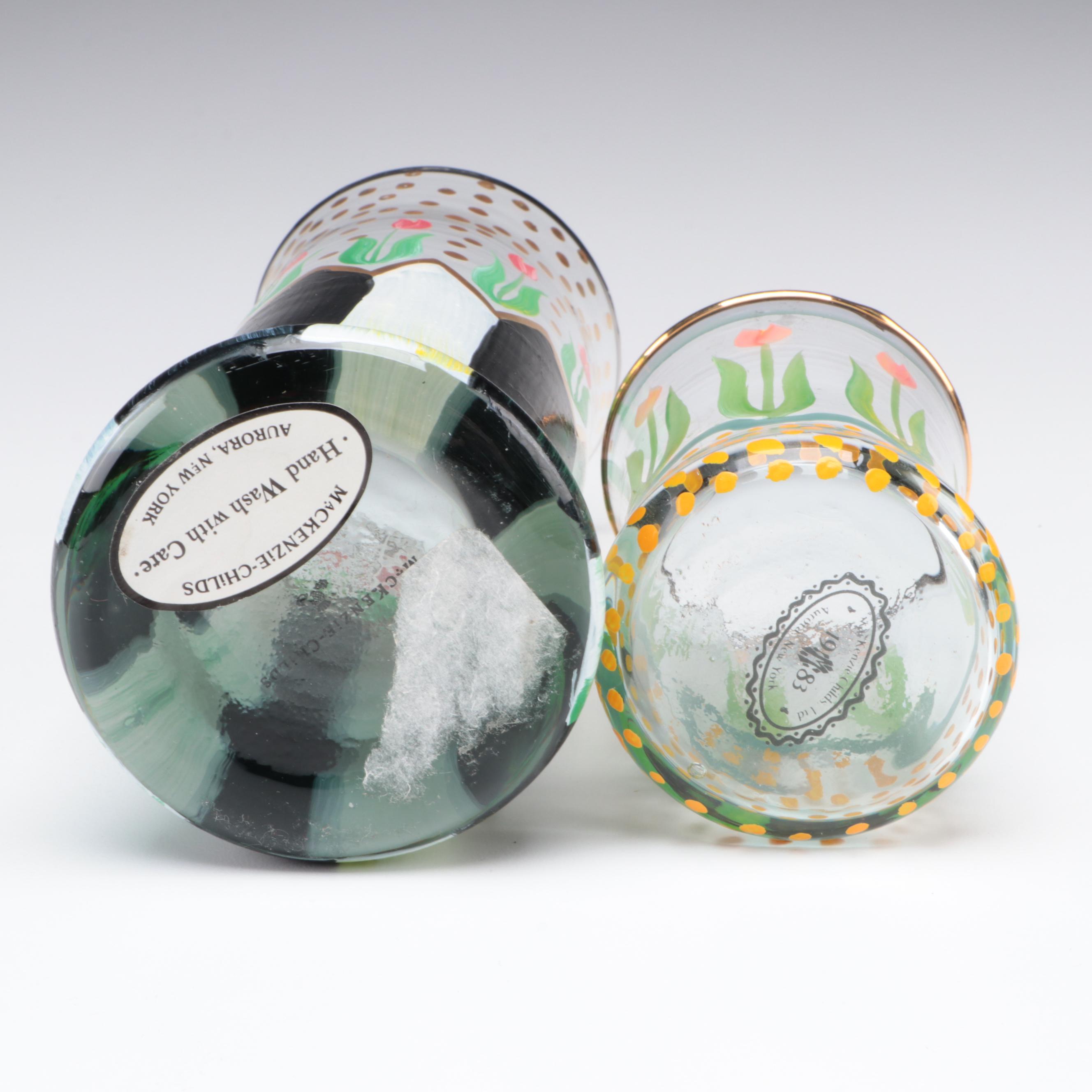 MacKenzie-Childs "Circus" Footed and Other Glass Vase and Tumbler