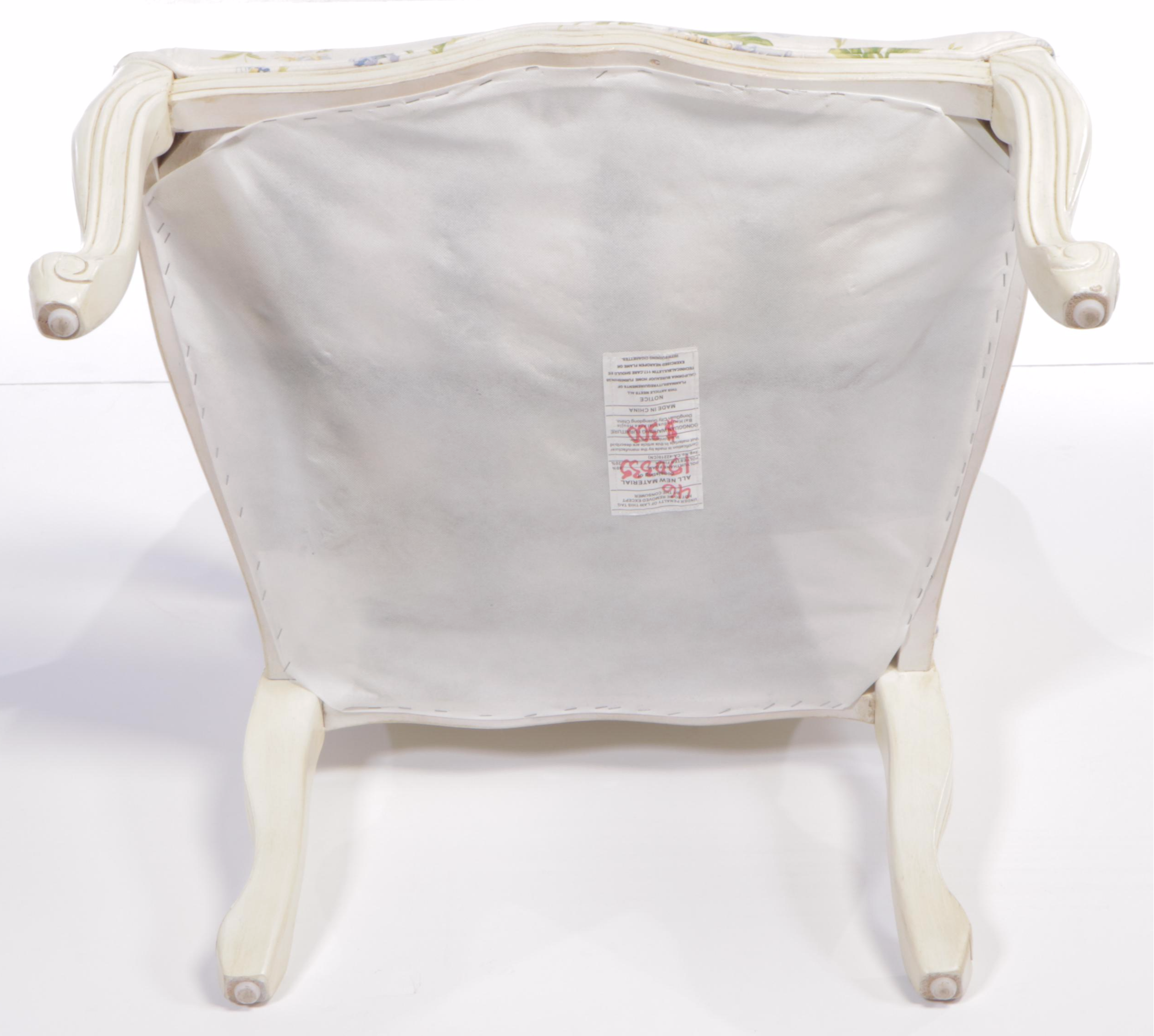 Louis XV Style Painted and Floral-Upholstered Fauteuil