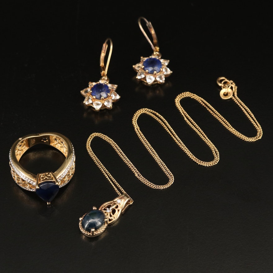 Sterling Corundum and Sapphire Jewelry