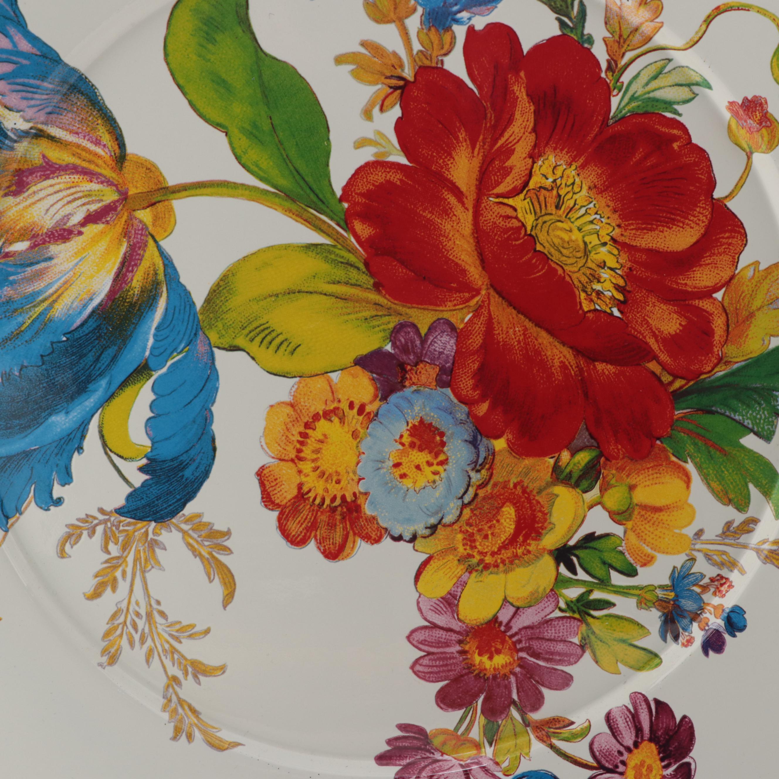 MacKenzie-Childs Enameled  Metal "Flower Market" Vase and Dinnerware