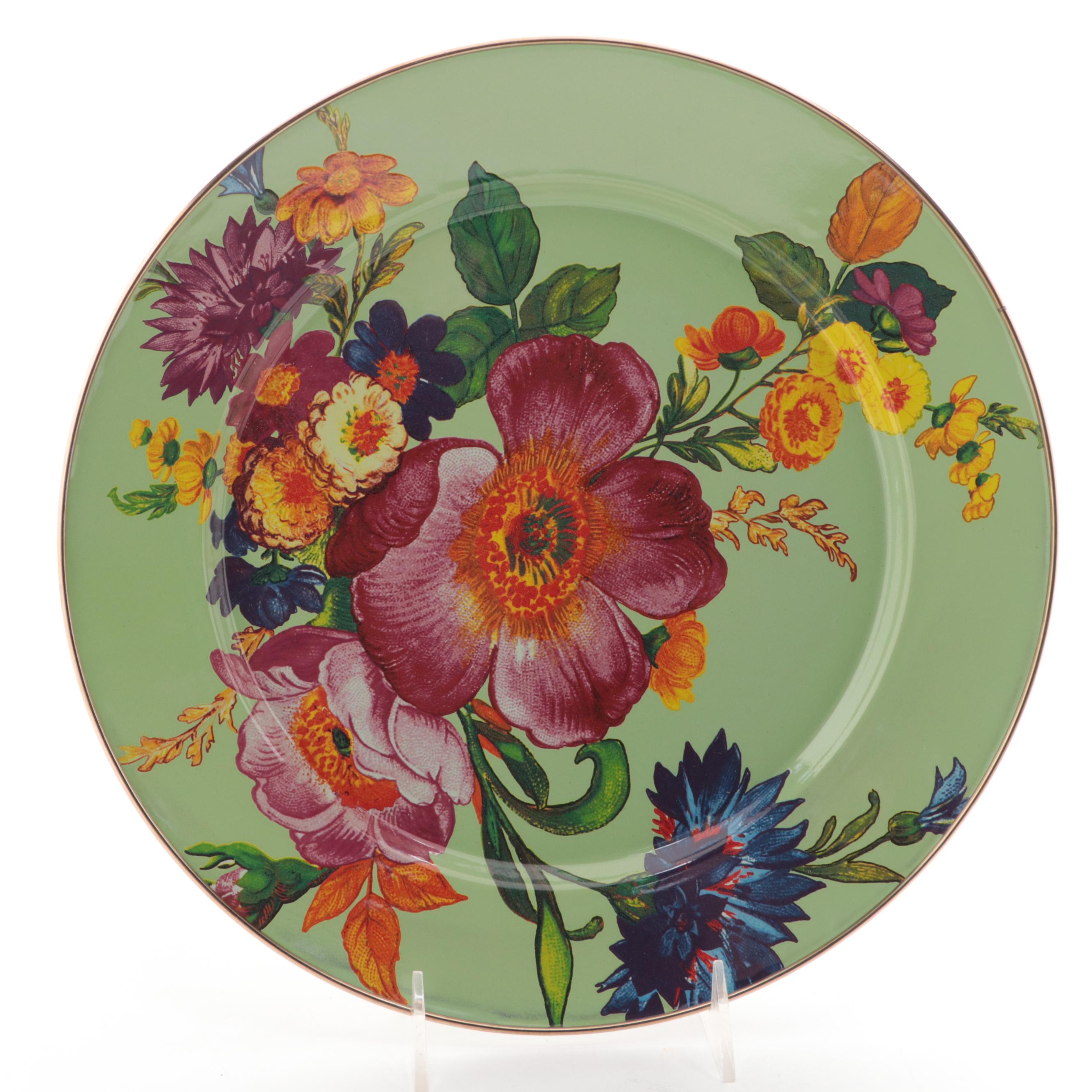 MacKenzie-Childs Enameled  Metal "Flower Market" Vase and Dinnerware