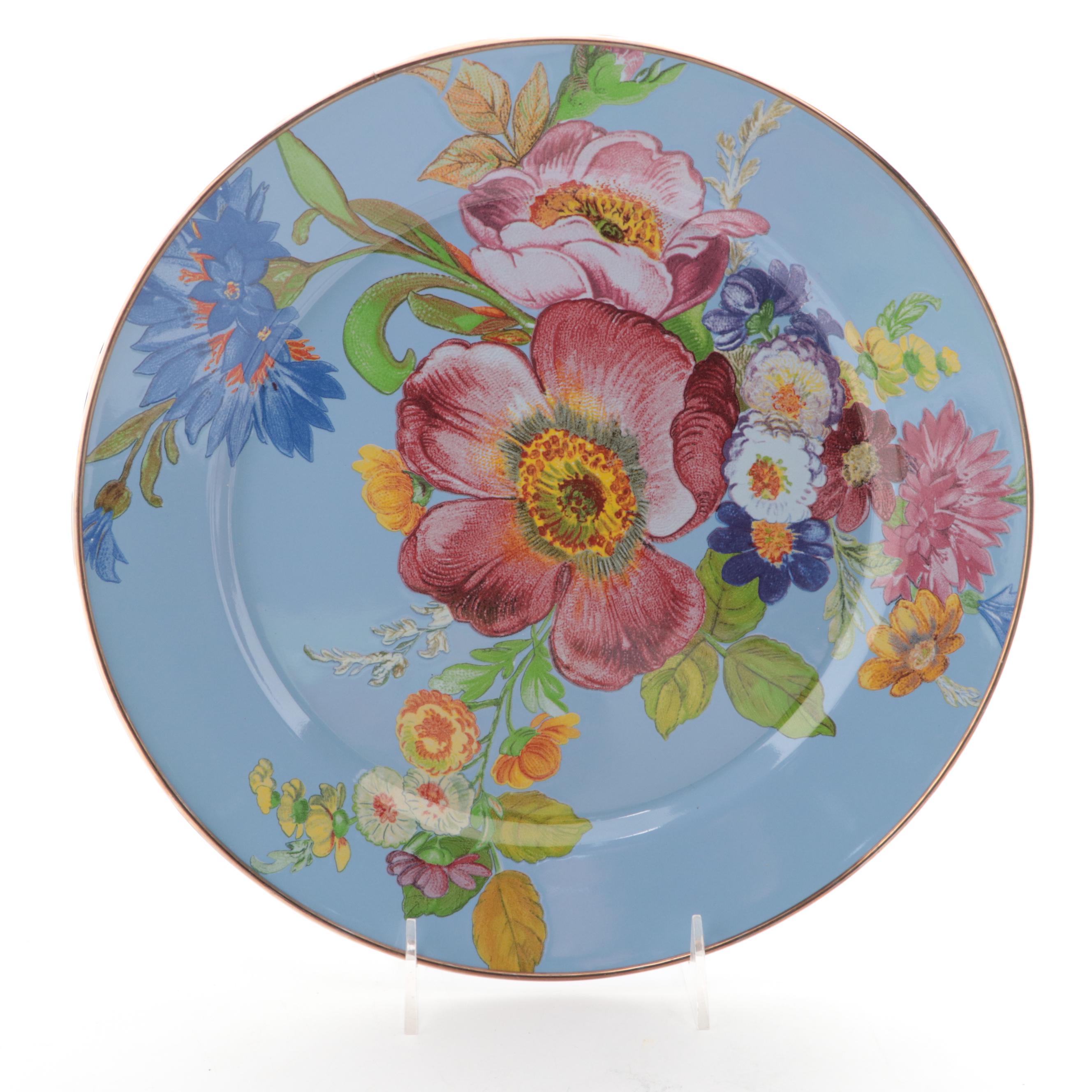 MacKenzie-Childs Enameled  Metal "Flower Market" Vase and Dinnerware