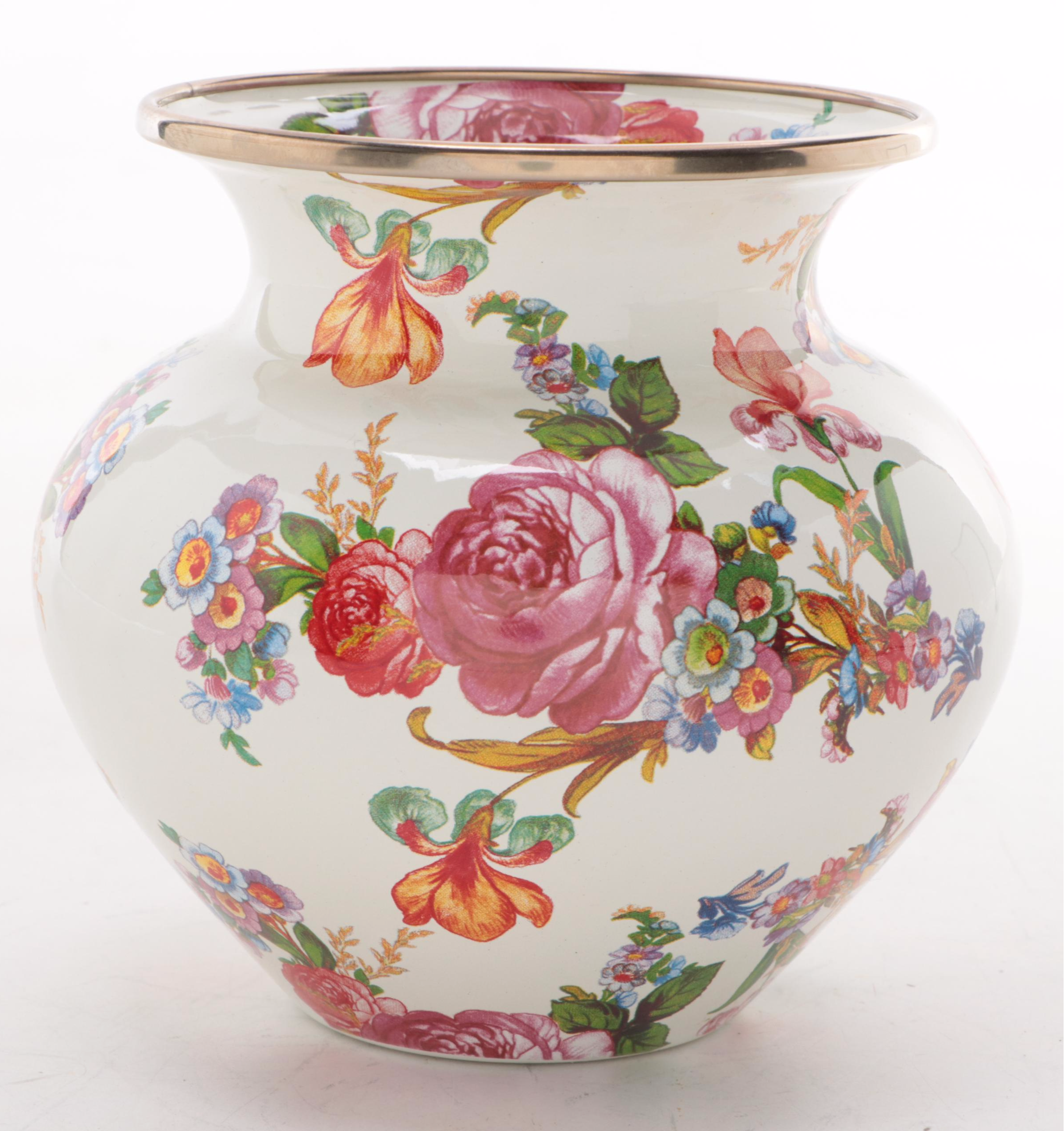 MacKenzie-Childs Enameled  Metal "Flower Market" Vase and Dinnerware