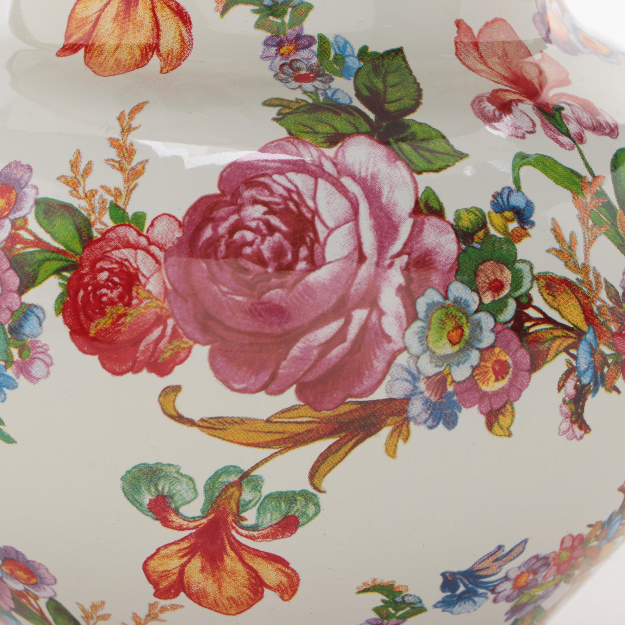 MacKenzie-Childs Enameled  Metal "Flower Market" Vase and Dinnerware