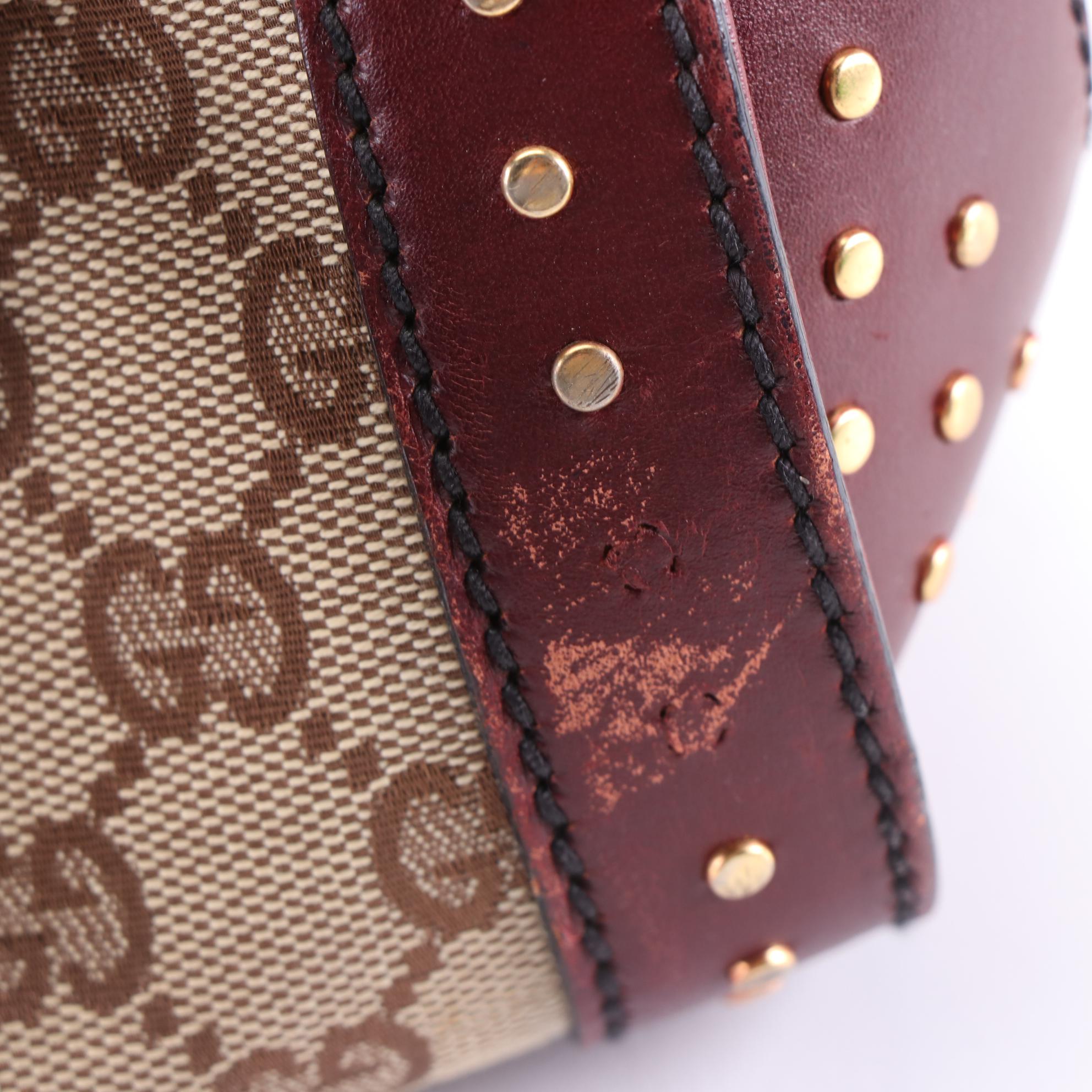 Gucci Bamboo Bullet Bag in GG Canvas and Leather Trim