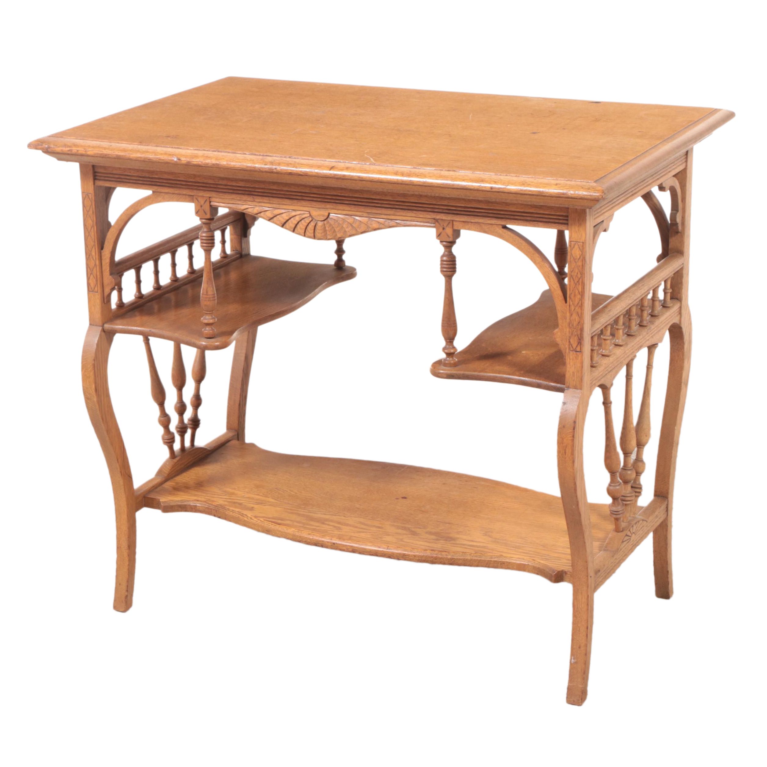 Late Victorian Oak Hall Table, Early 20th Century