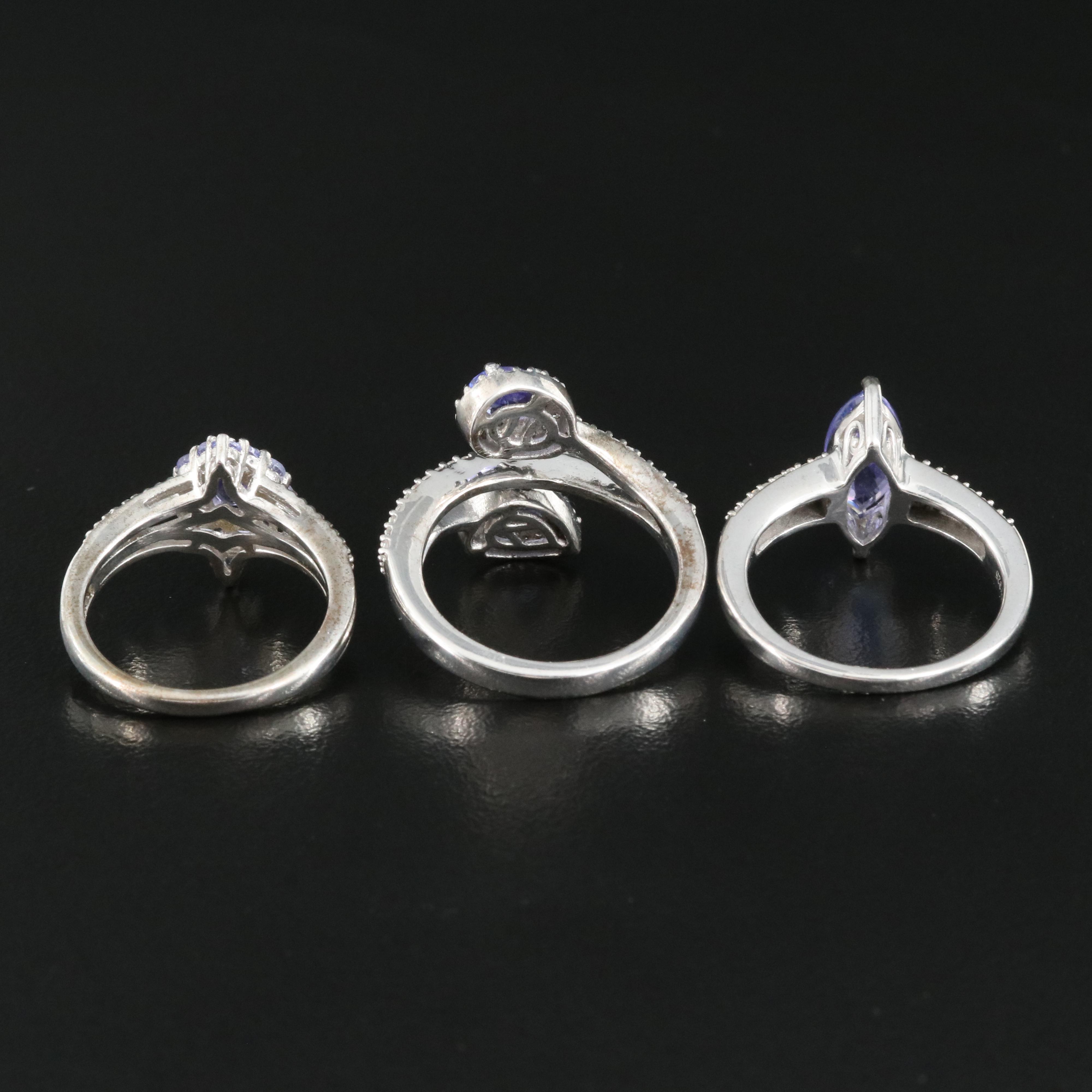 Sterling Tanzanite, Diamond and Zircon Rings