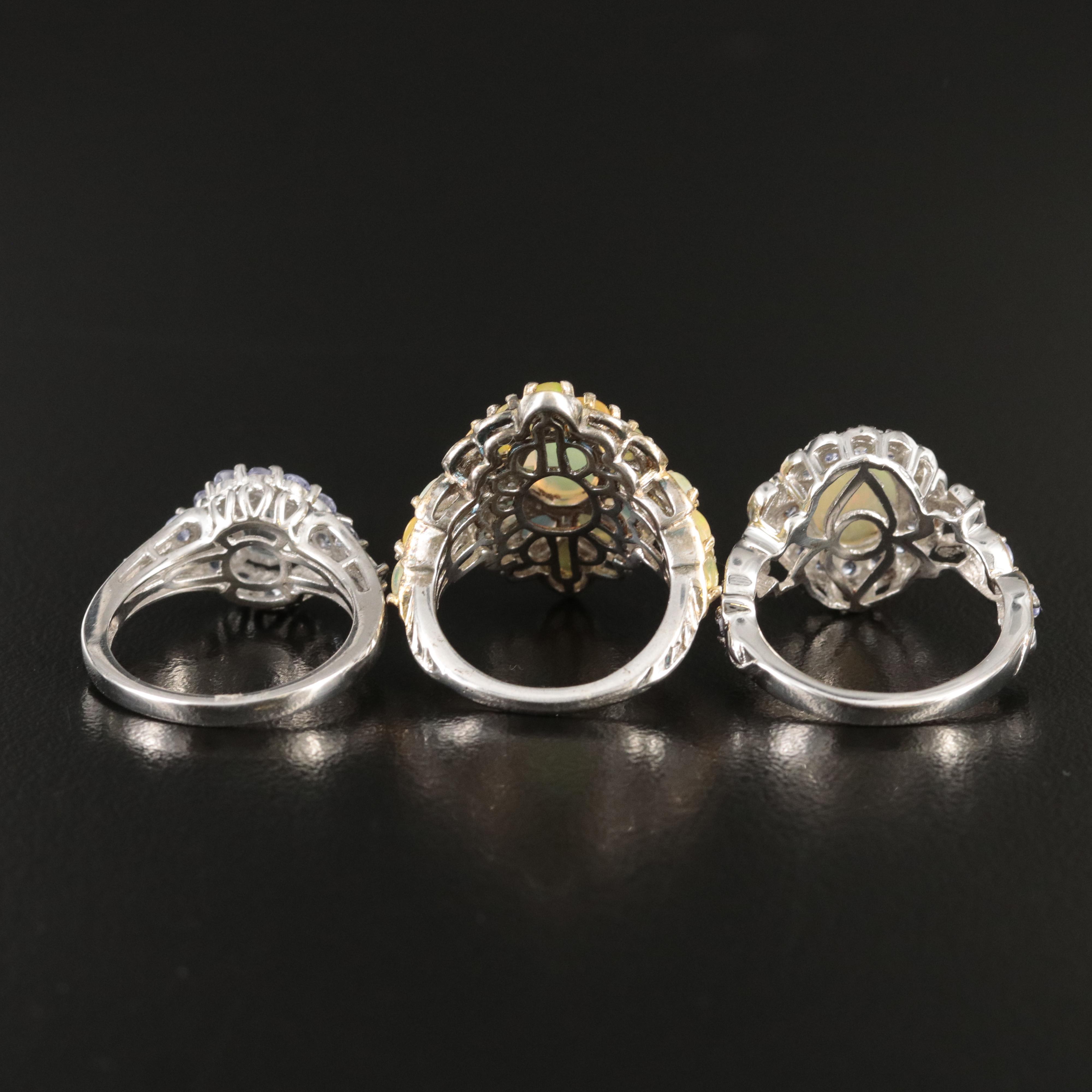 Sterling Rings Including Opal, Tanzanite and Zoisite