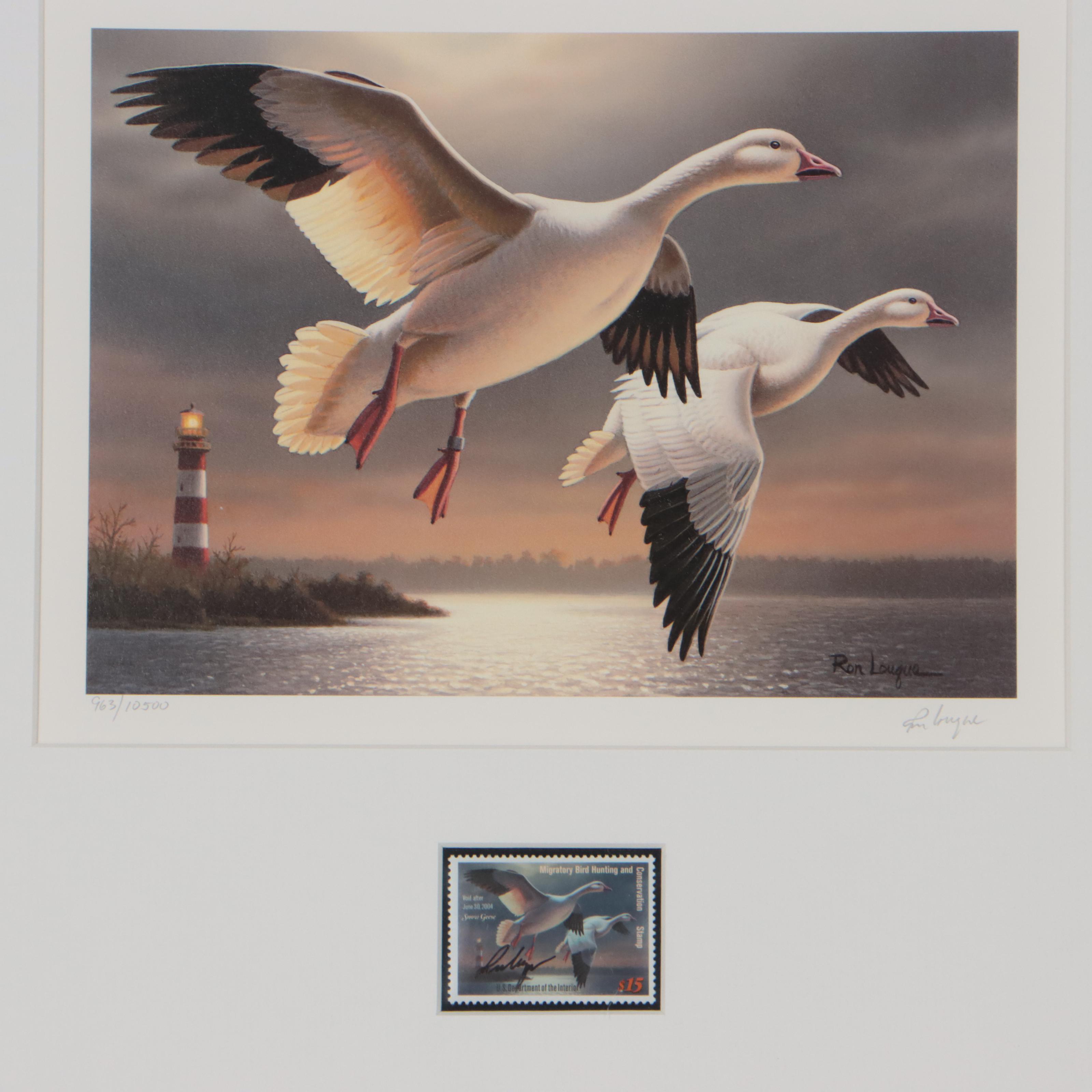 Waterfowl Themed Offset Lithographs and Postage Stamps