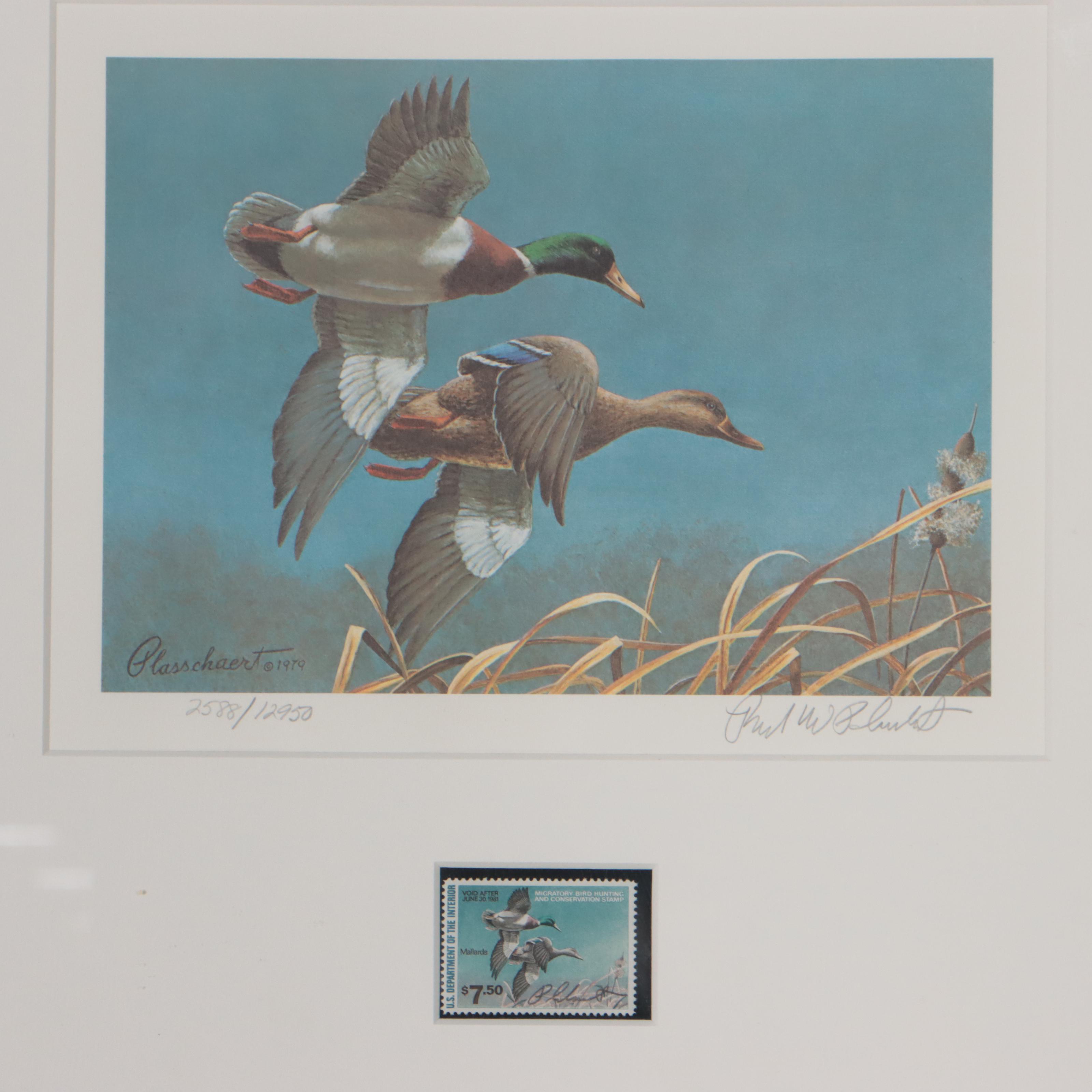 Waterfowl Themed Offset Lithographs and Postage Stamps