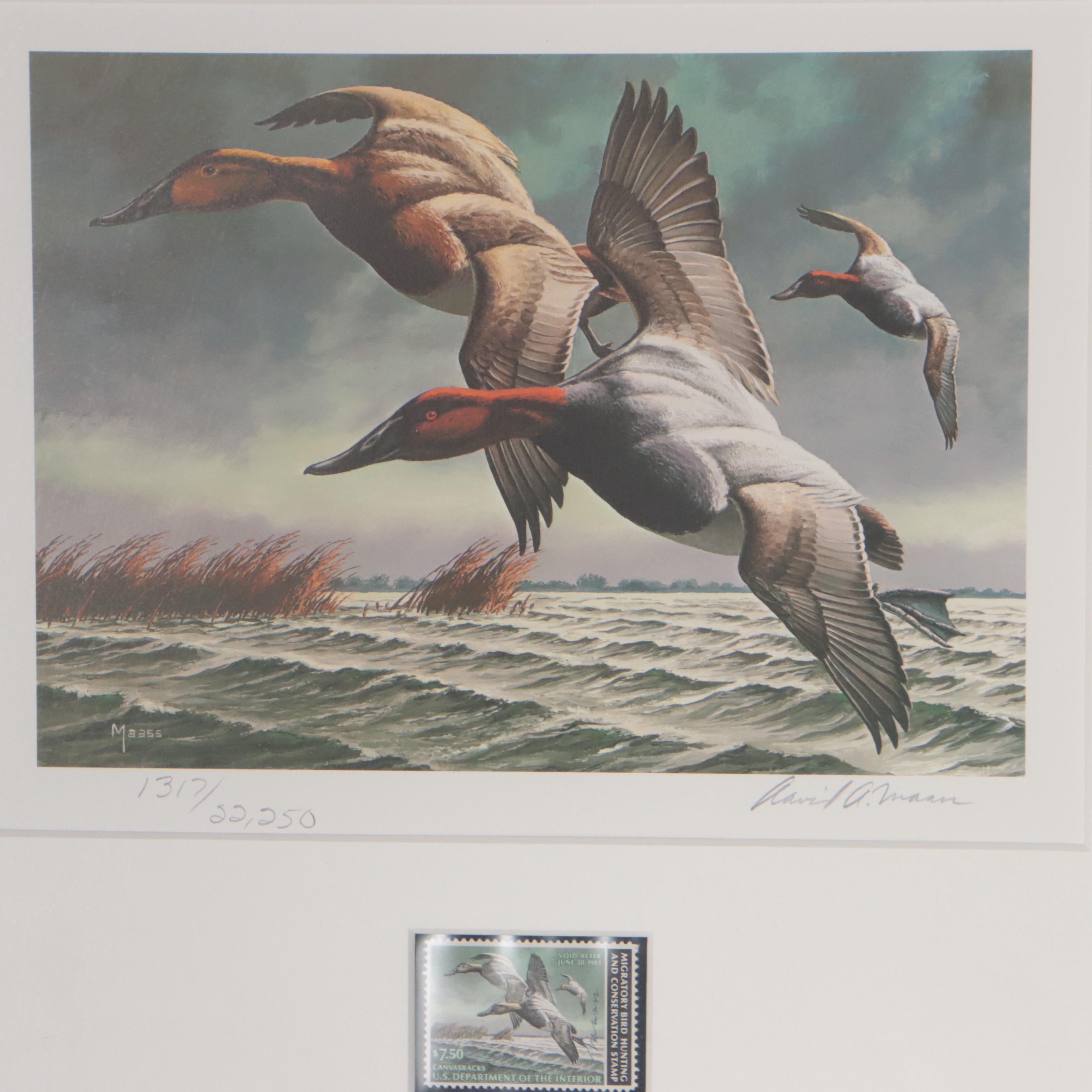 Waterfowl Themed Offset Lithographs and Postage Stamps