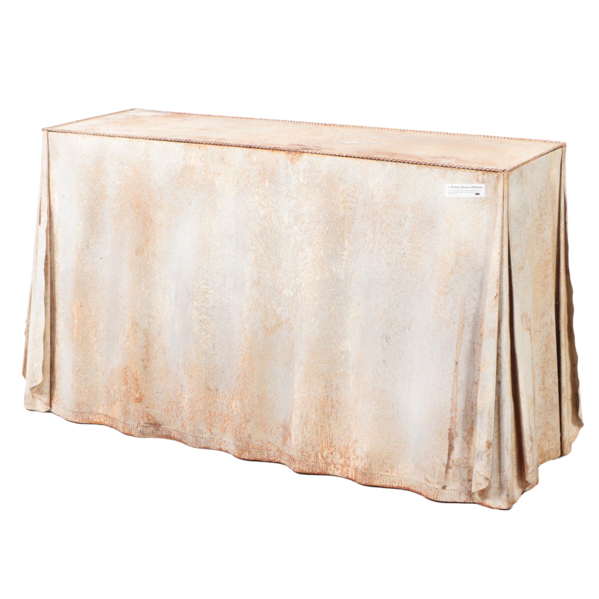 Florentine Embossed and Painted Iron Draped Table, Mid-20th Century