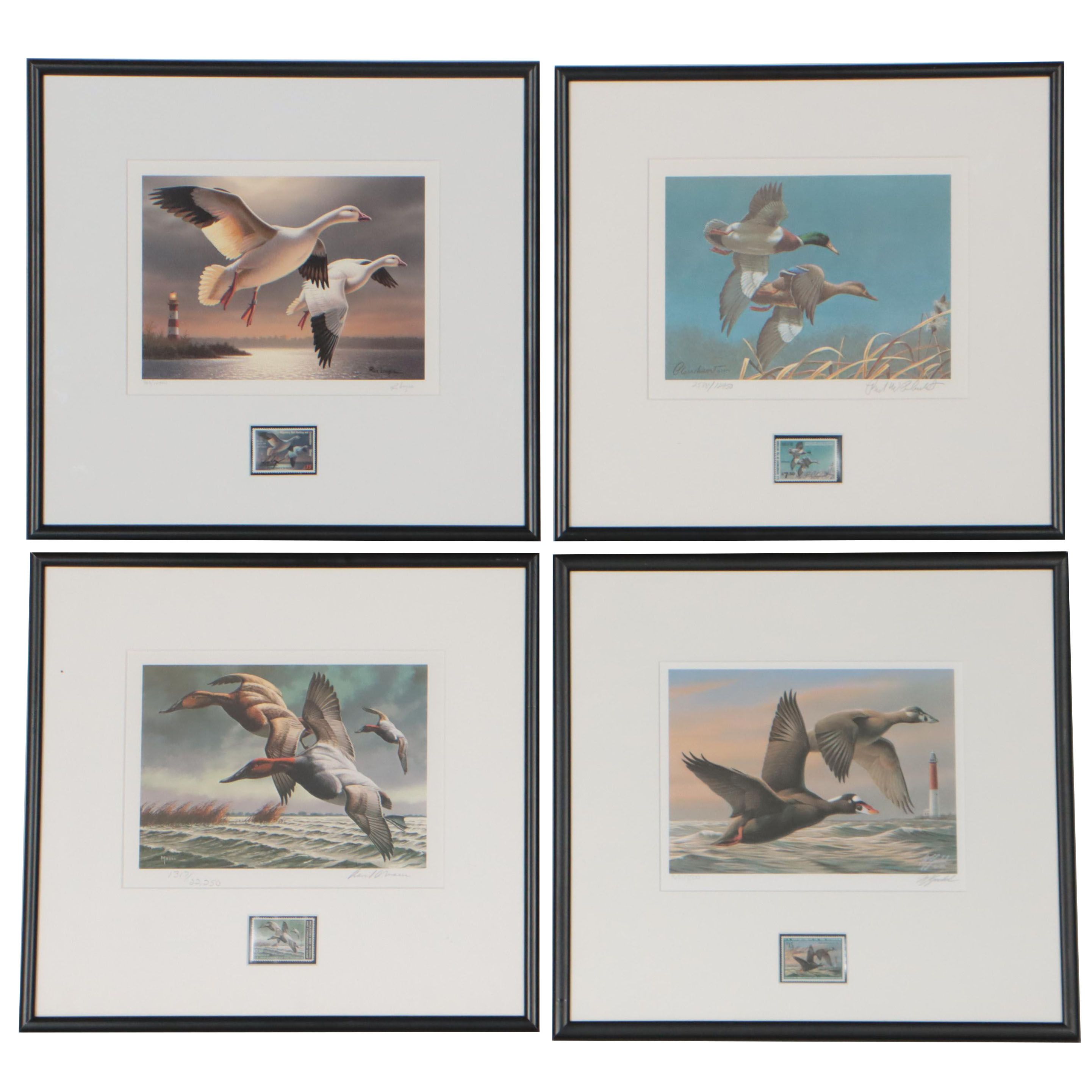 Waterfowl Themed Offset Lithographs and Postage Stamps