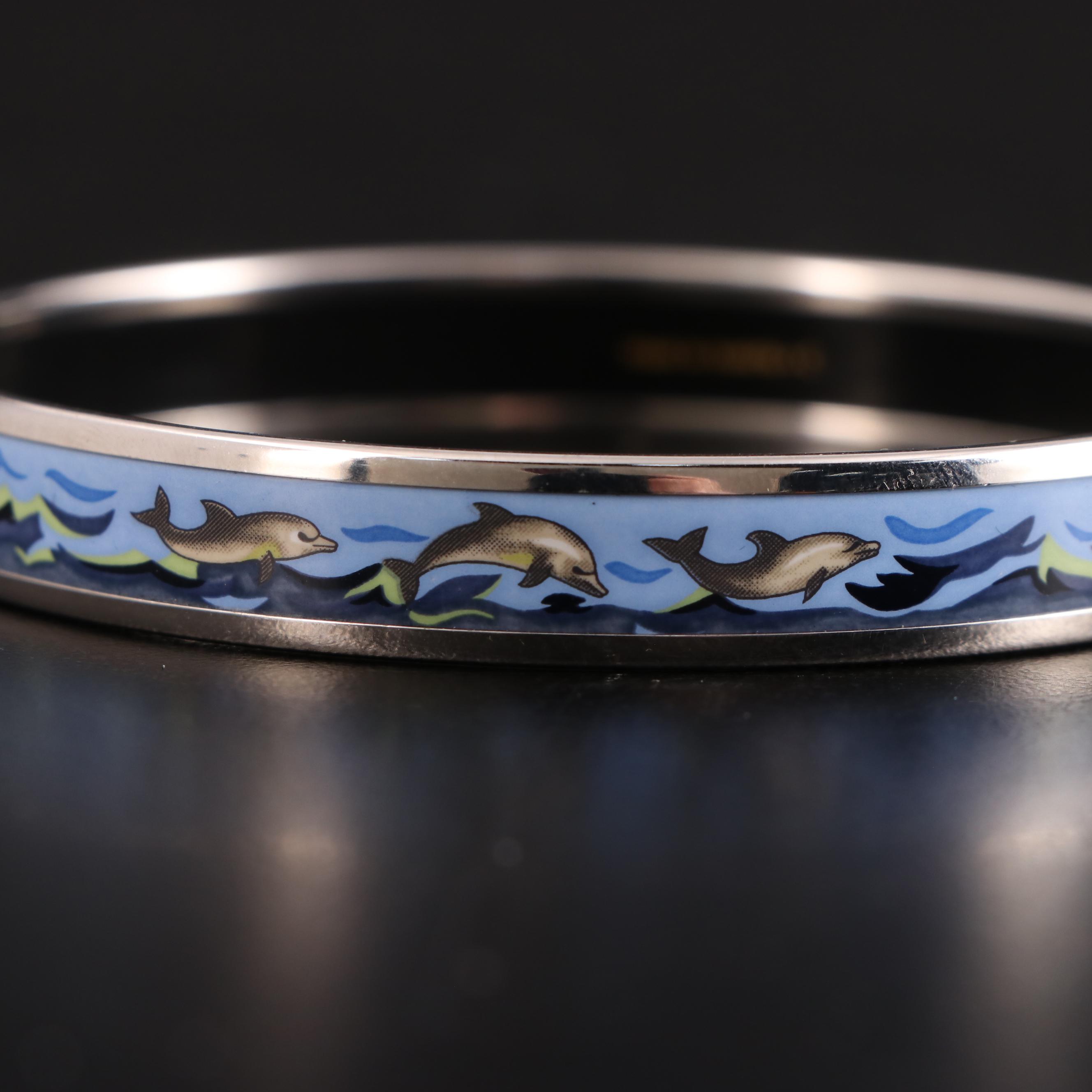 Hermès "Balade Oceane" Narrow Enamel Bangle