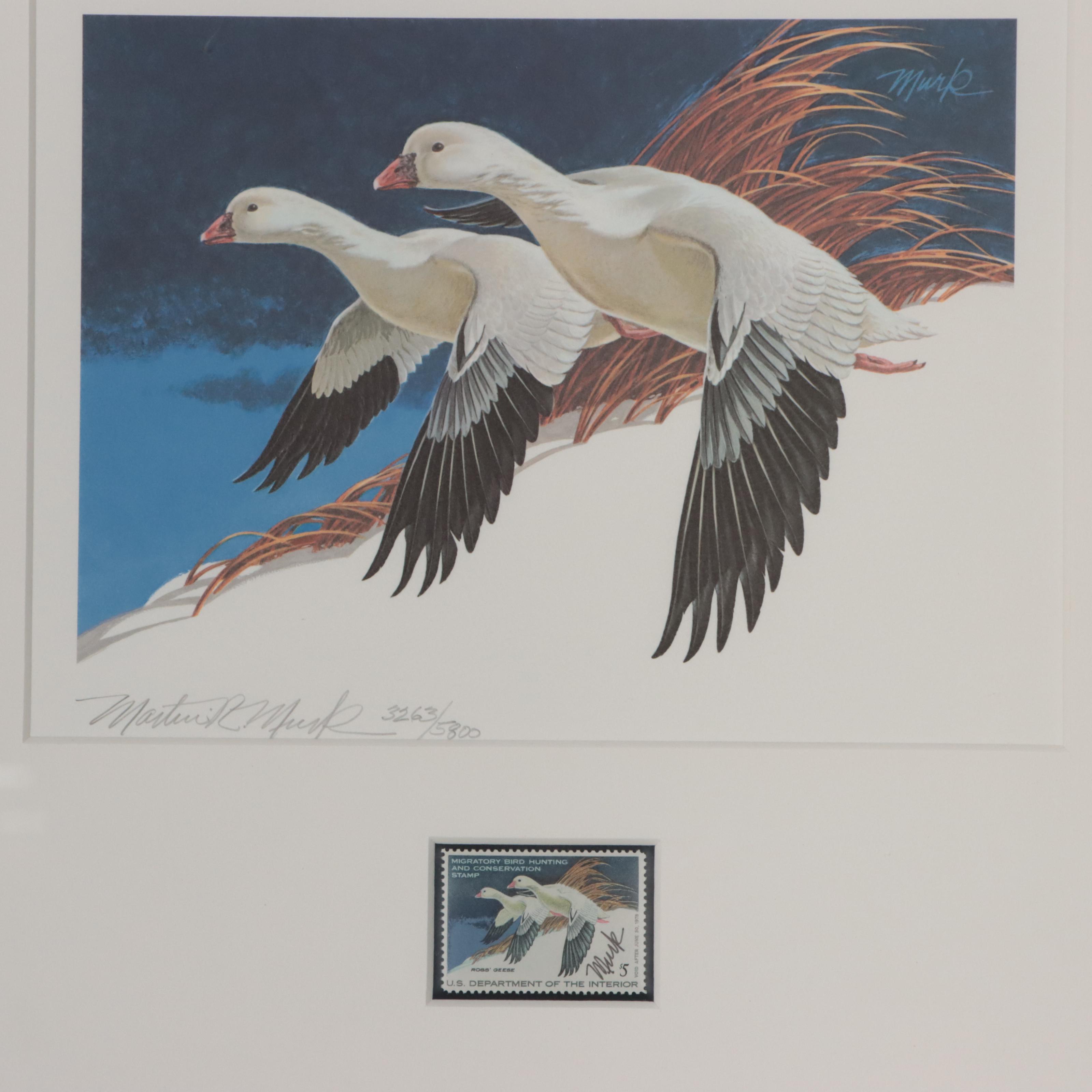 Waterfowl Themed Offset Lithographs and Postage Stamps
