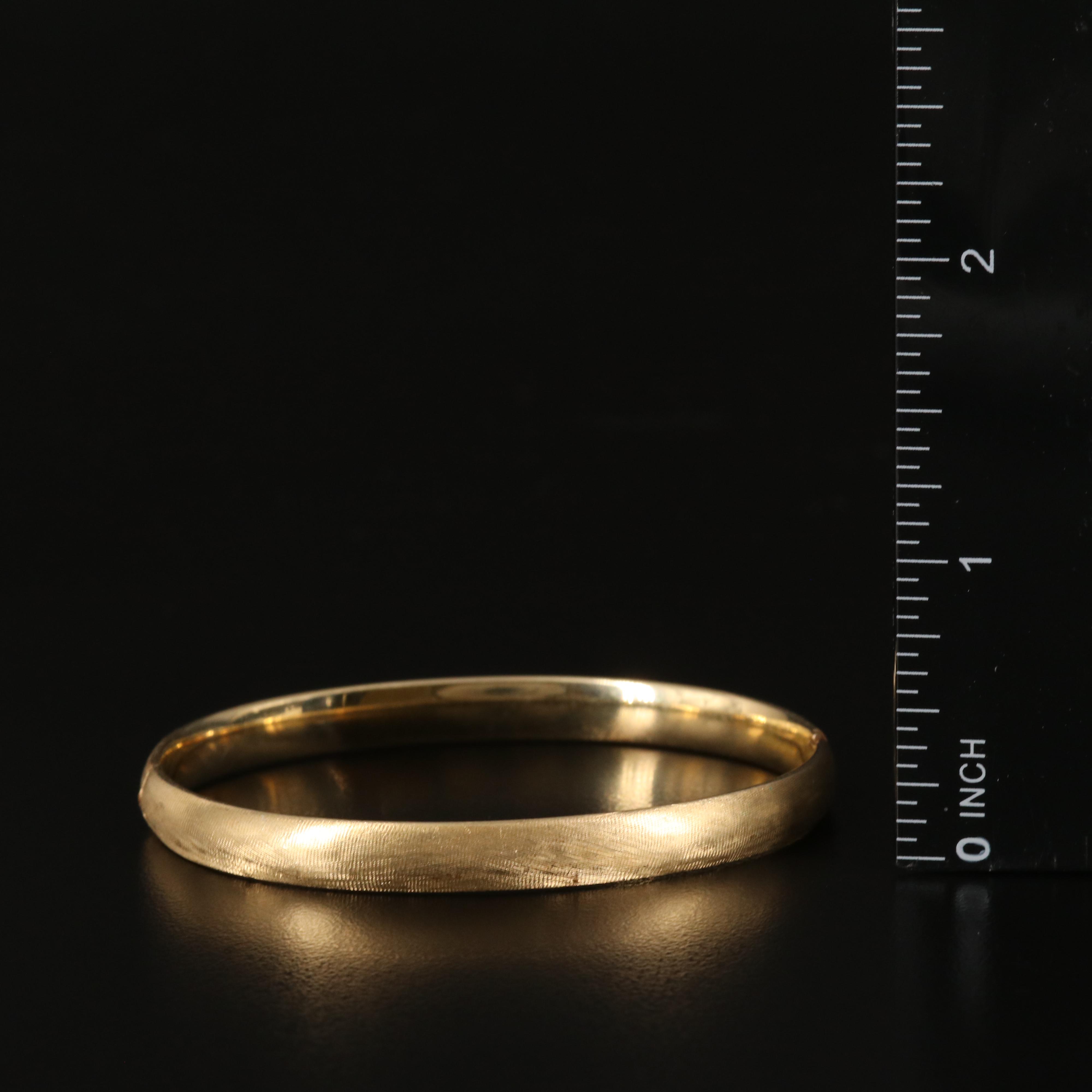 14K Hinged Bangle with Florentine Finish