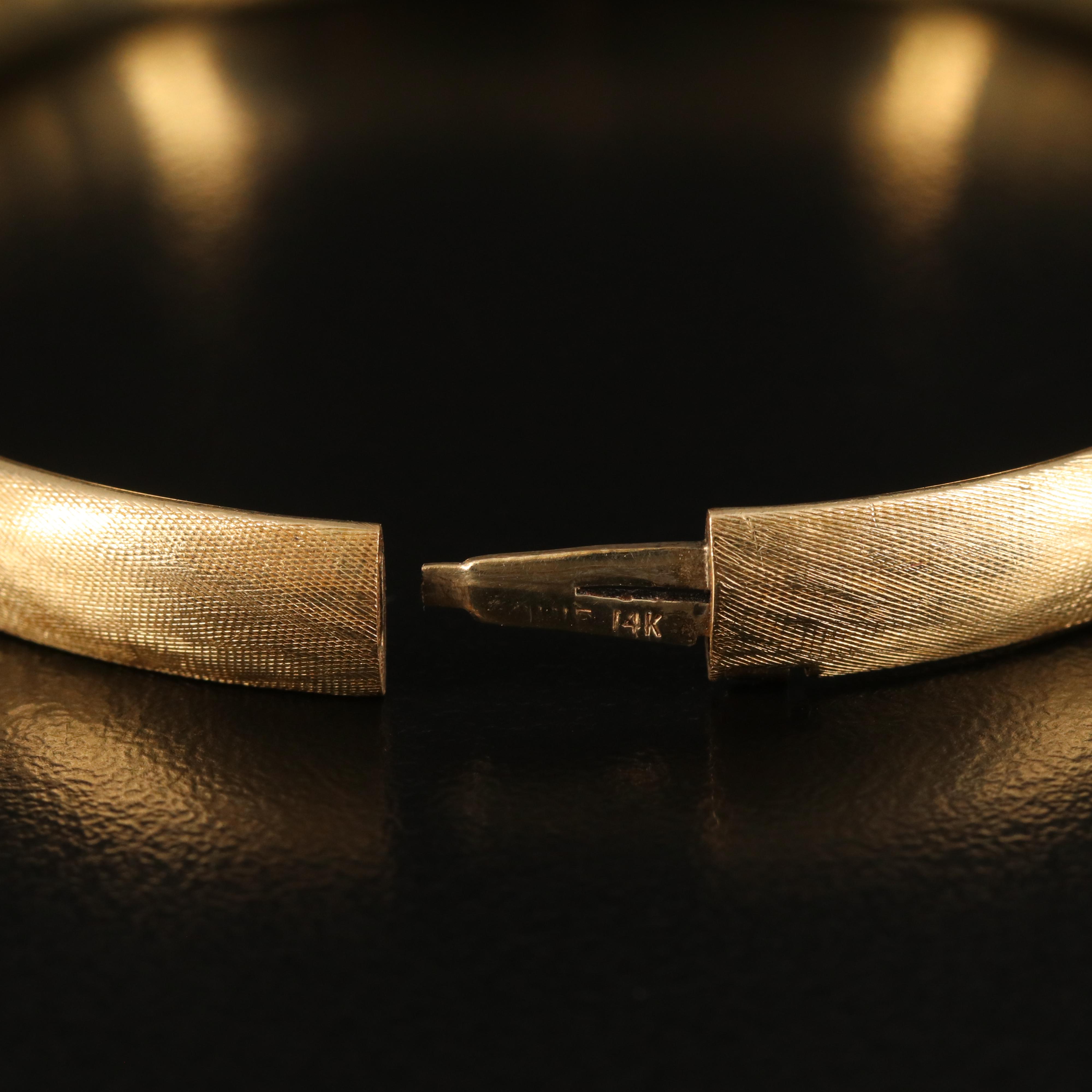 14K Hinged Bangle with Florentine Finish