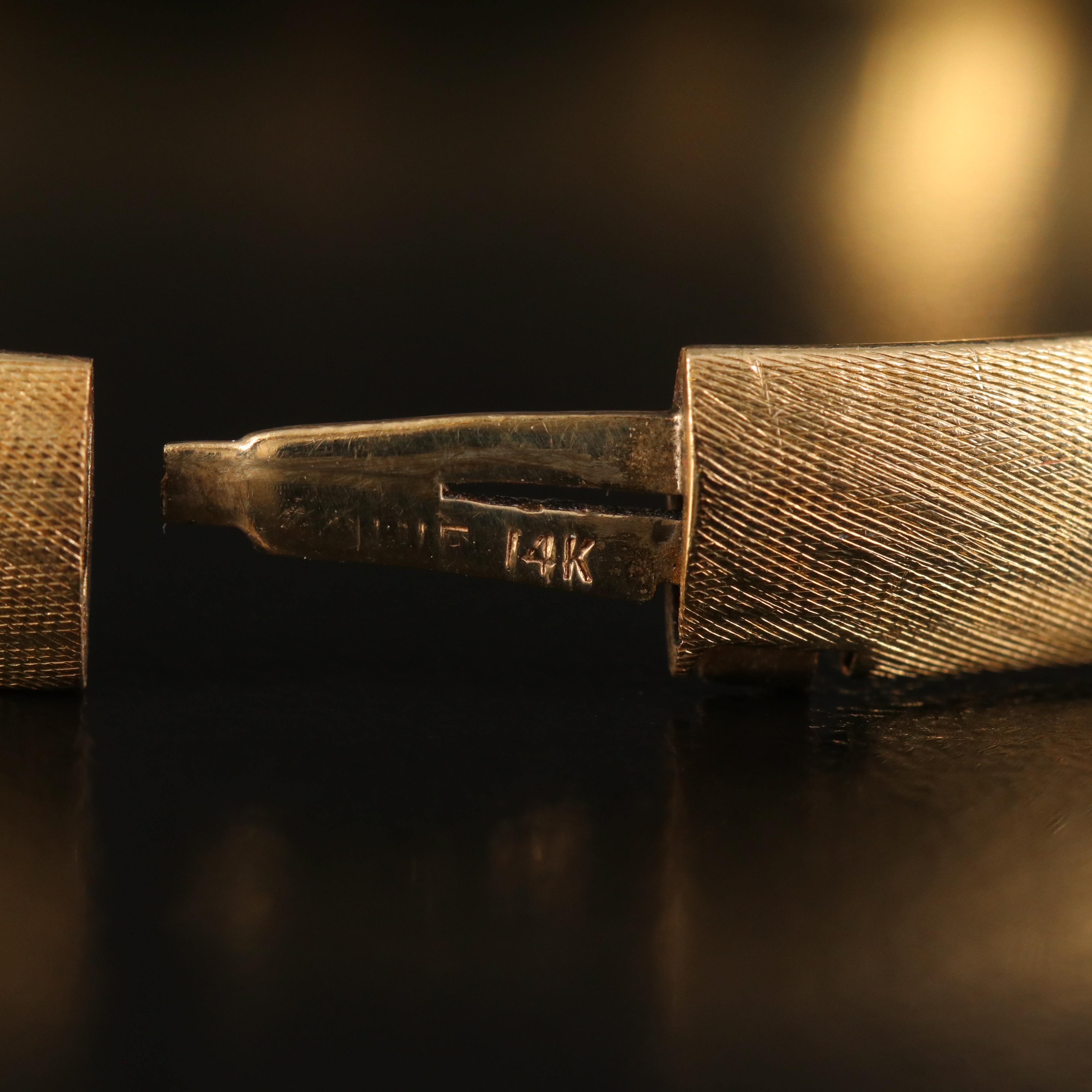 14K Hinged Bangle with Florentine Finish