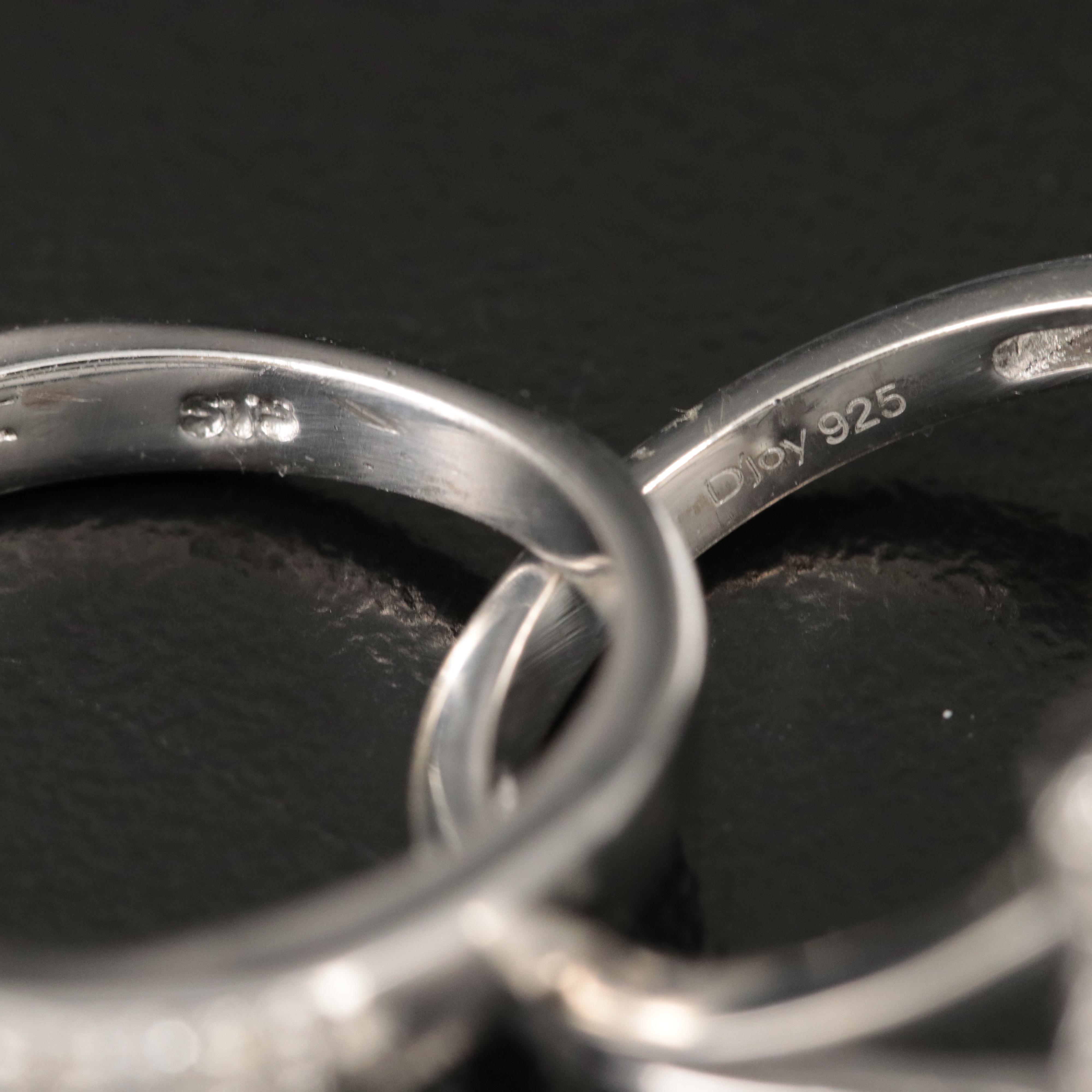 Sterling Rings Including Apatite, White Zircon and Faux Turquoise