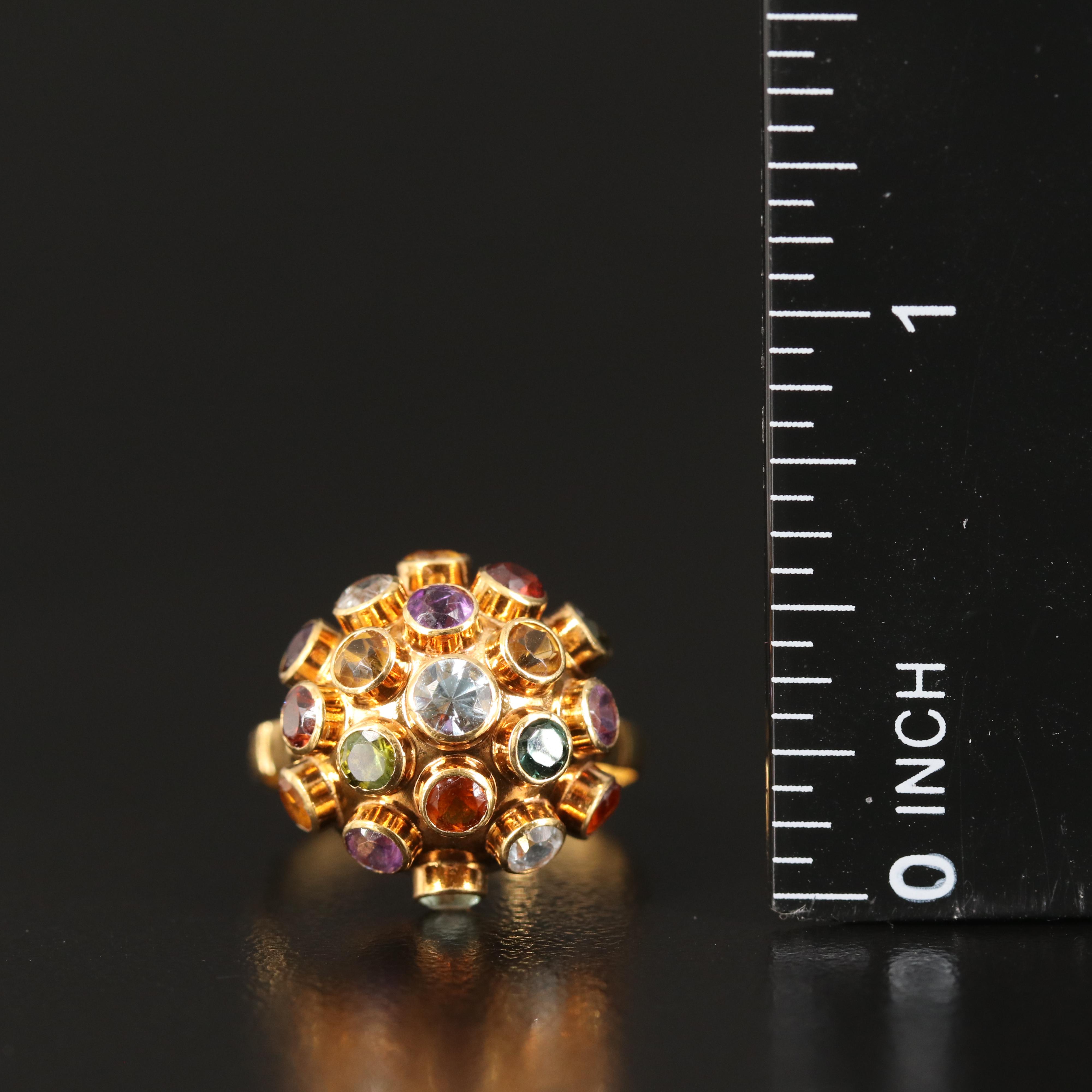 H Stern 18K Garnet, Aquamarine, Amethyst, Citrine and Tourmaline Sputnik Ring