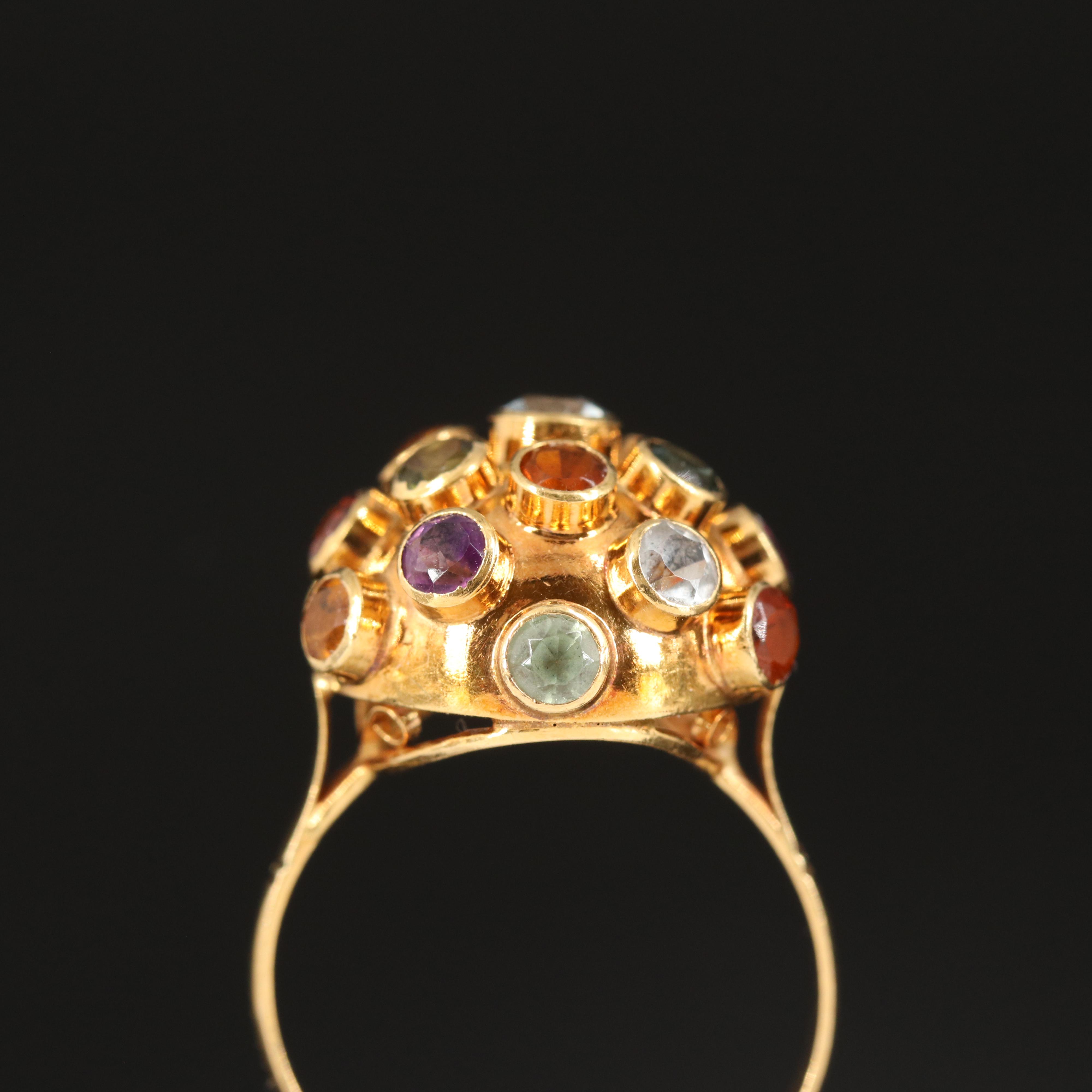 H Stern 18K Garnet, Aquamarine, Amethyst, Citrine and Tourmaline Sputnik Ring