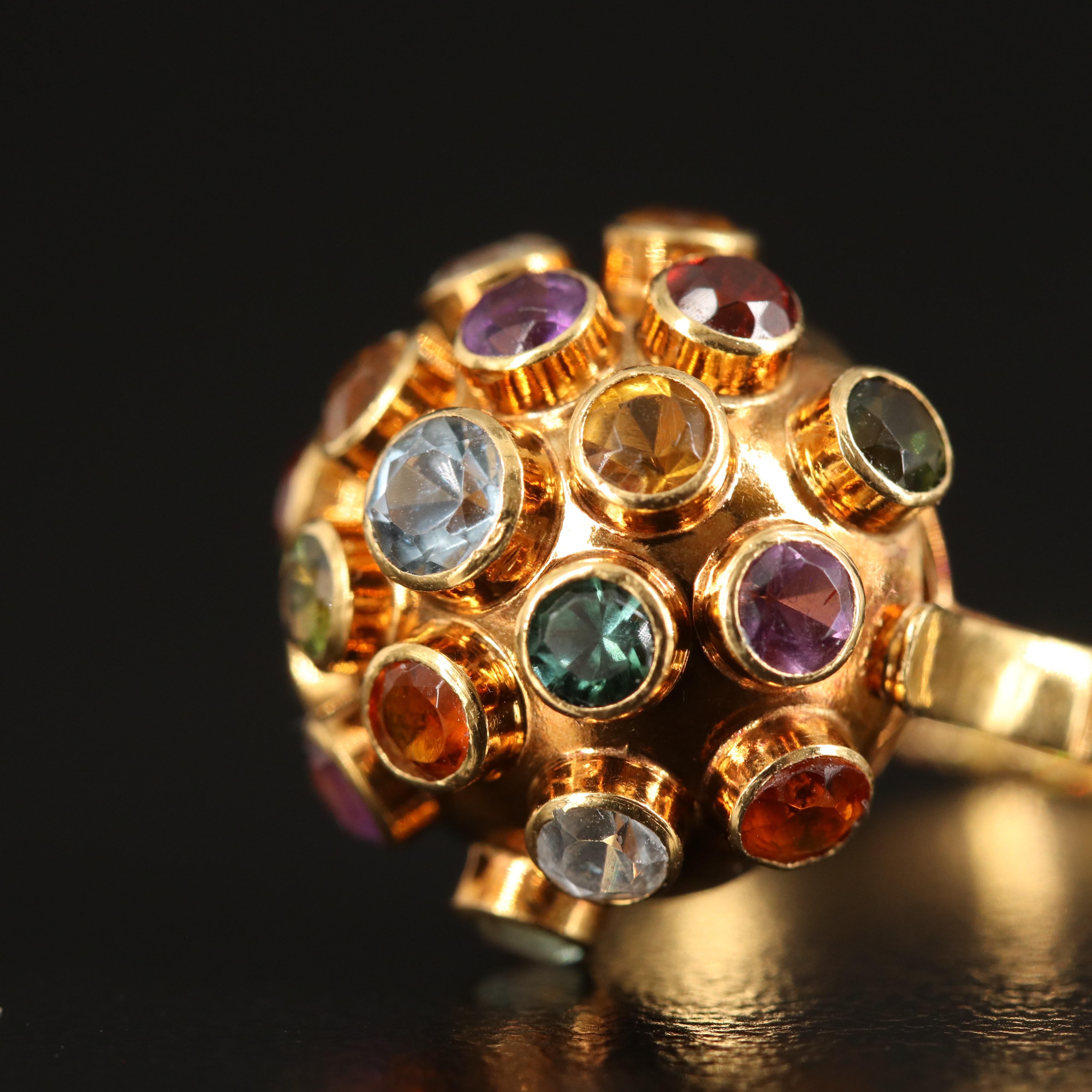 H Stern 18K Garnet, Aquamarine, Amethyst, Citrine and Tourmaline Sputnik Ring