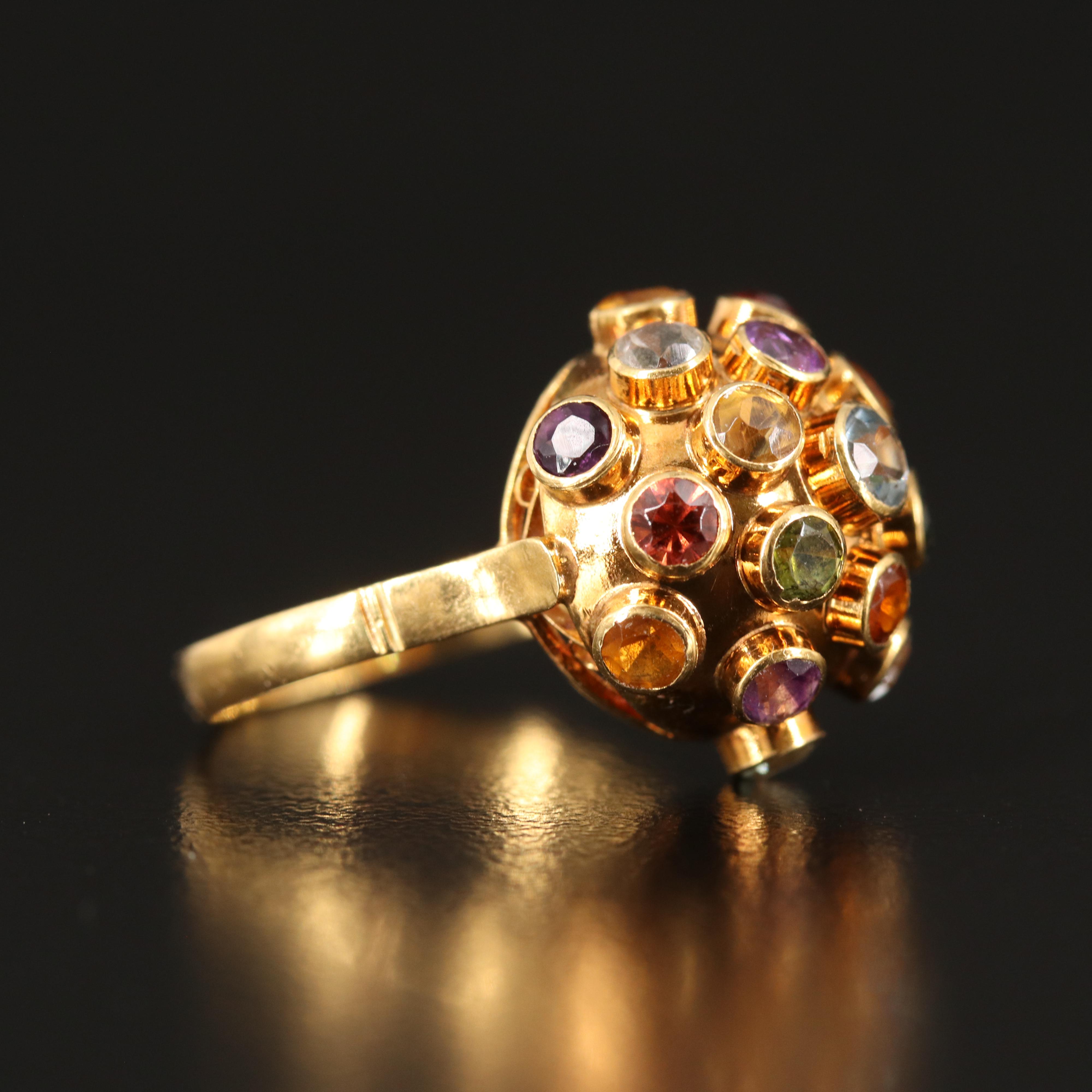 H Stern 18K Garnet, Aquamarine, Amethyst, Citrine and Tourmaline Sputnik Ring