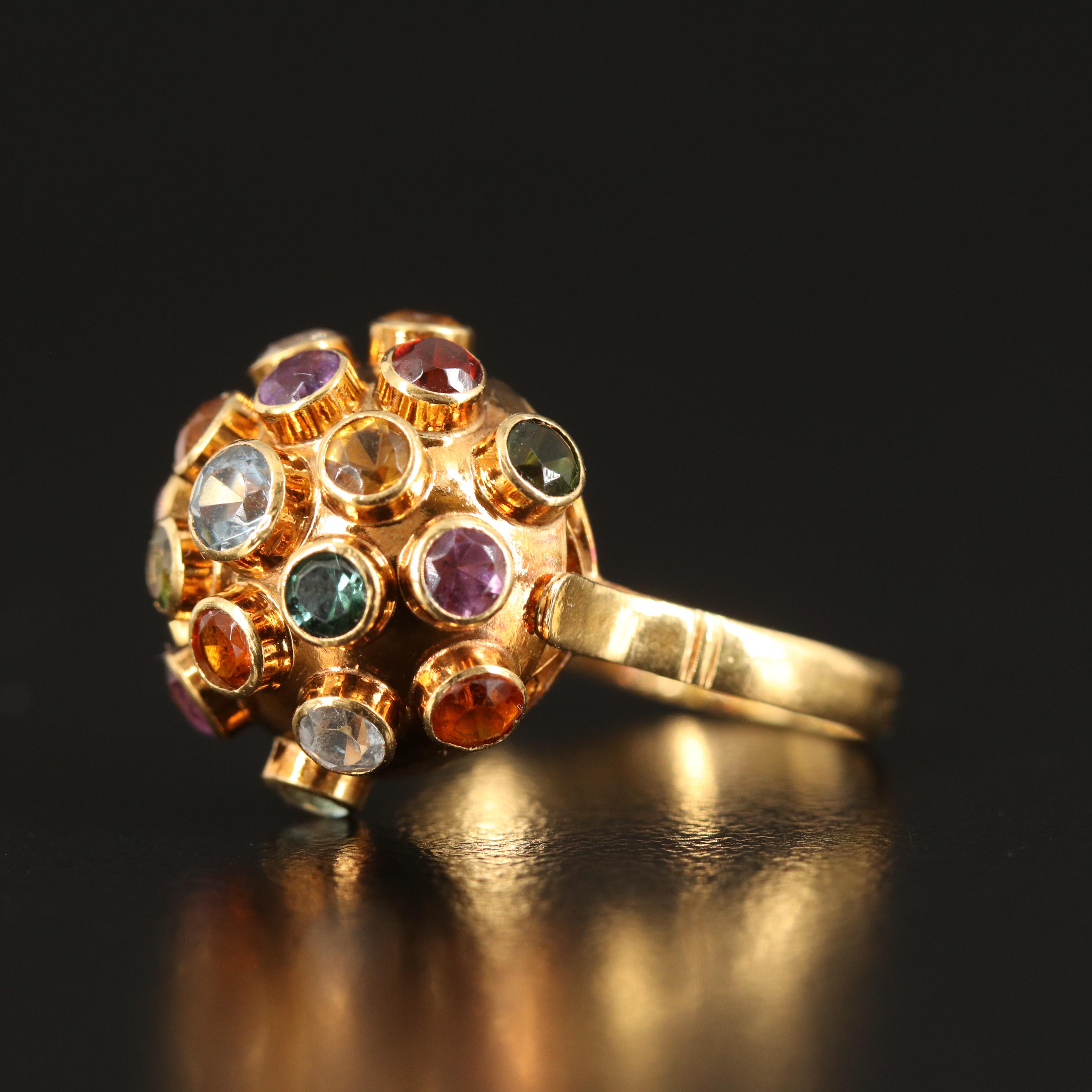 H Stern 18K Garnet, Aquamarine, Amethyst, Citrine and Tourmaline Sputnik Ring