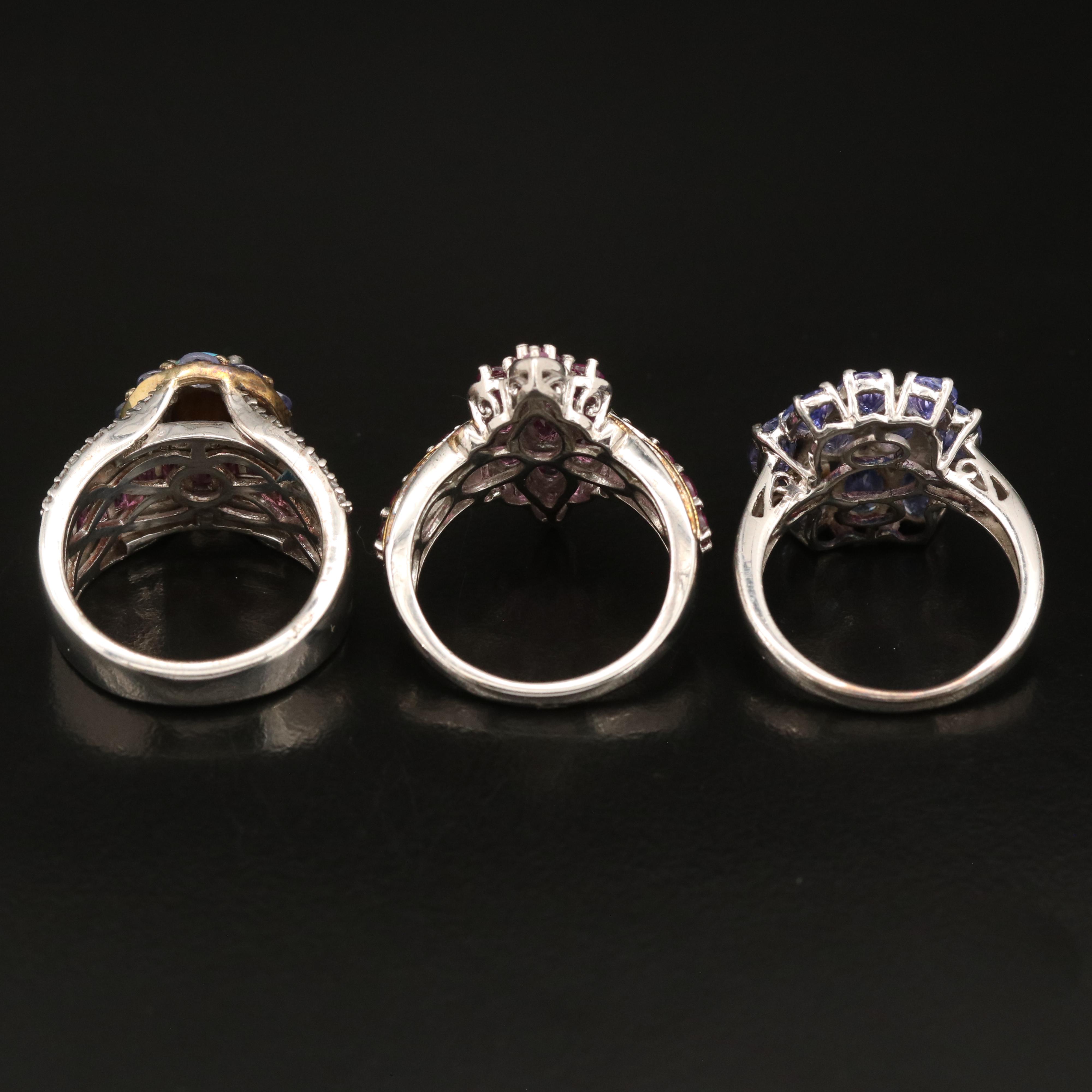 Sterling Tanzanite, Garnet and Opal Doublet Rings
