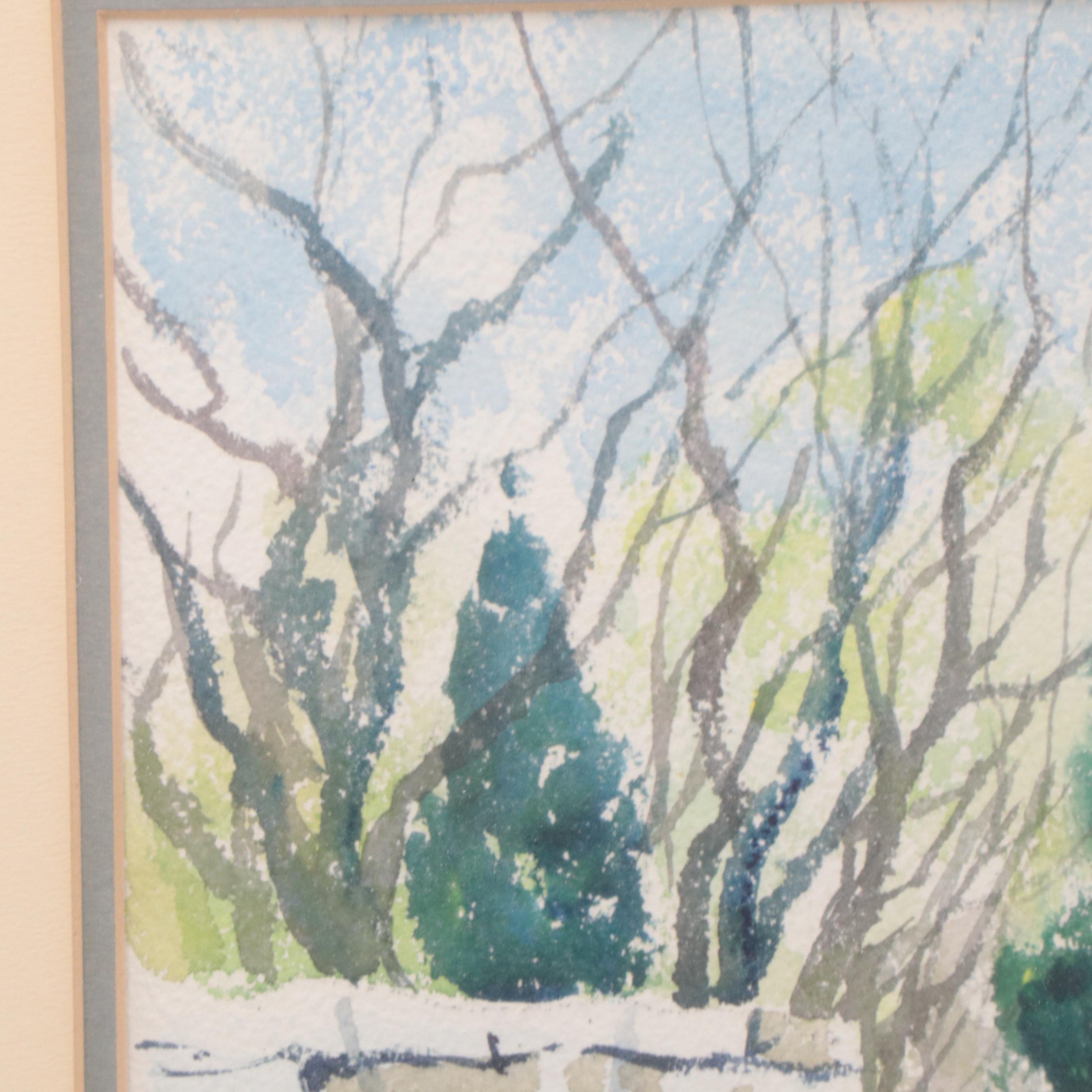 Frederic H. Kock Landscape Watercolor Painting of a Wooden Path