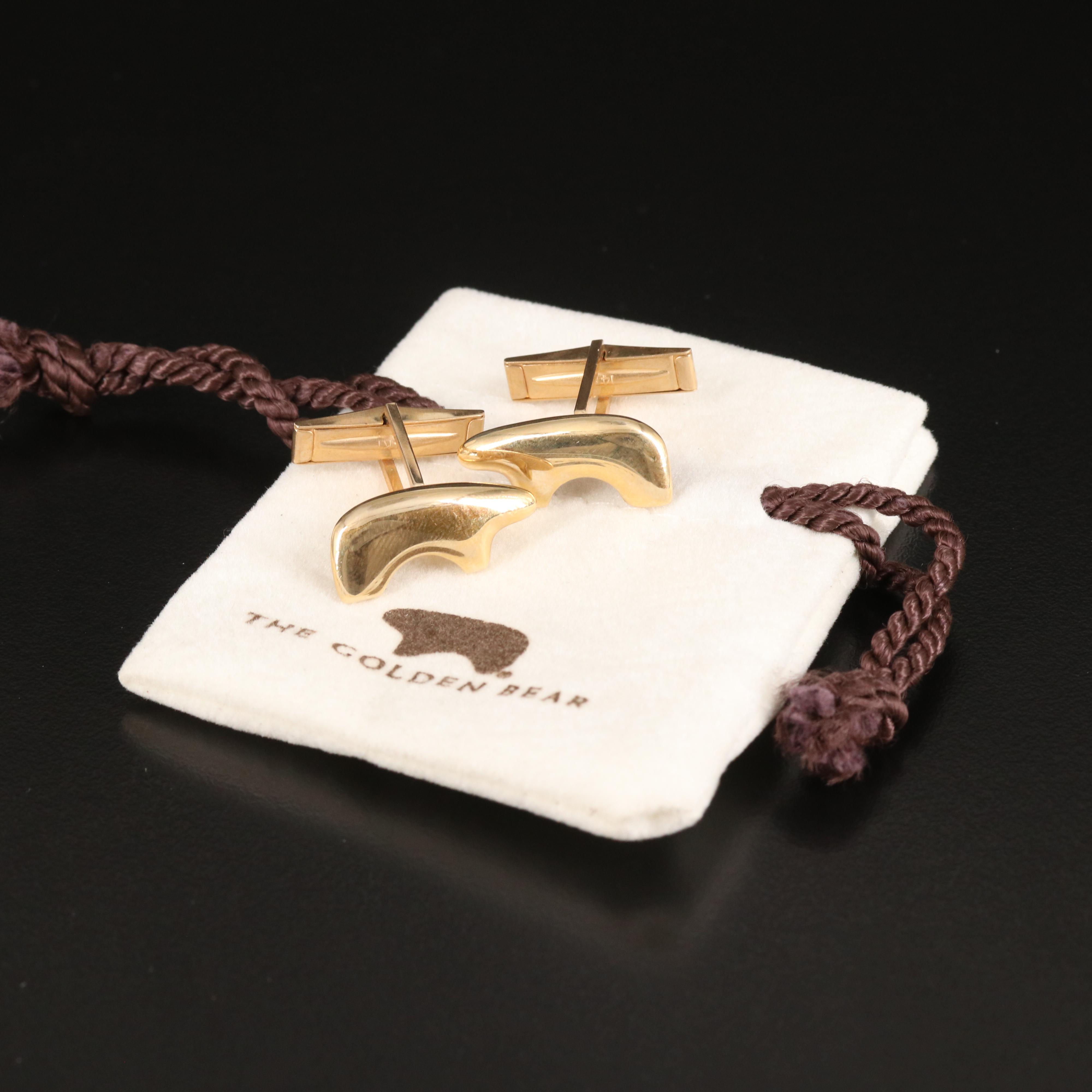 The Golden Bear 14K Bear Fetish Cufflinks with Branded Drawstring Pouch