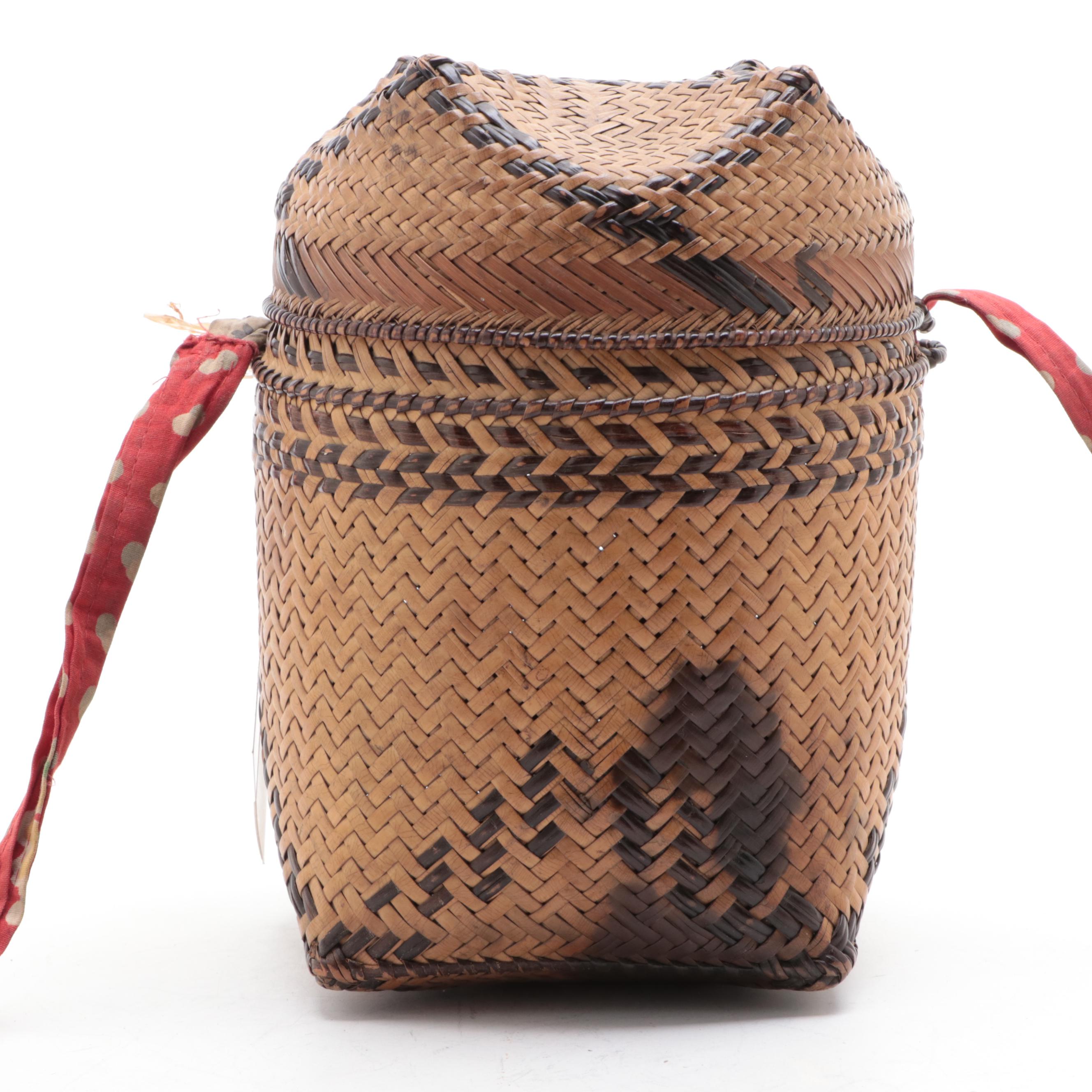 Philippine T'boli Tribe Woven Shoulder Basket