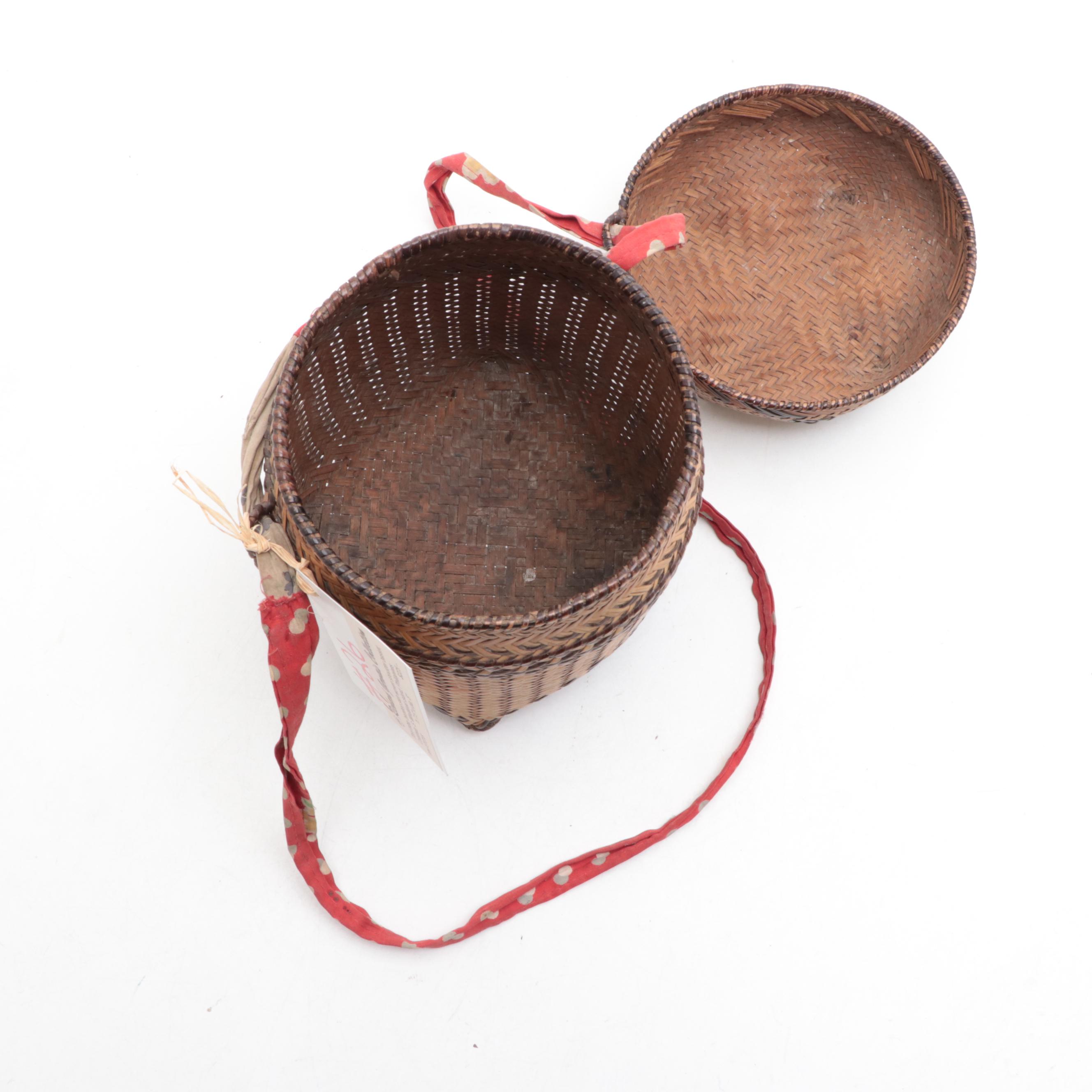 Philippine T'boli Tribe Woven Shoulder Basket