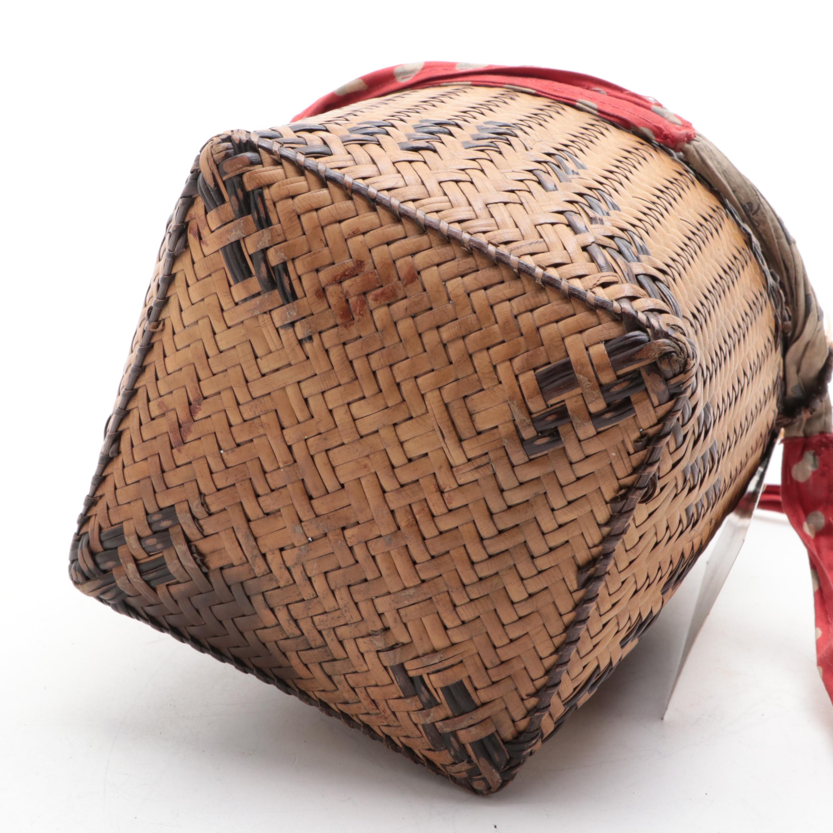 Philippine T'boli Tribe Woven Shoulder Basket