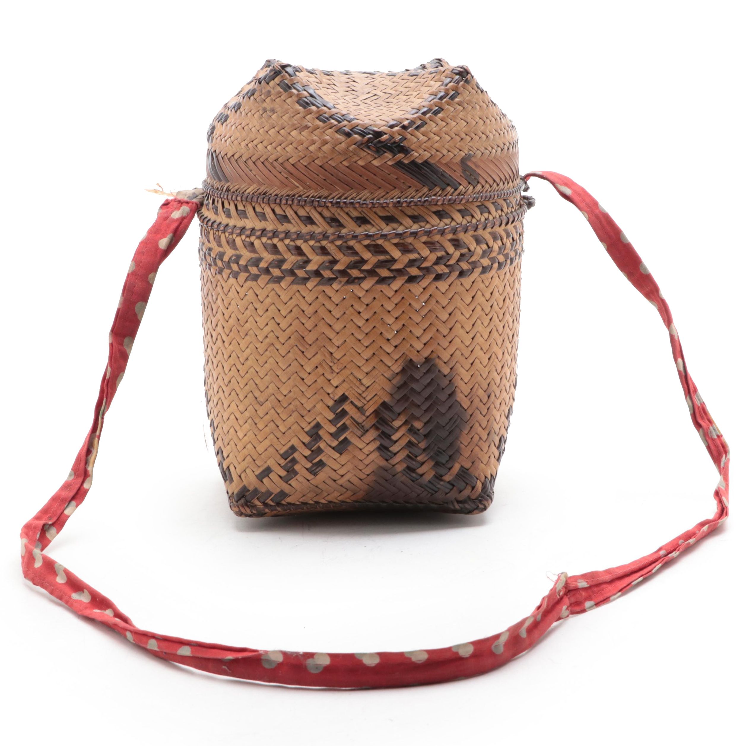 Philippine T'boli Tribe Woven Shoulder Basket