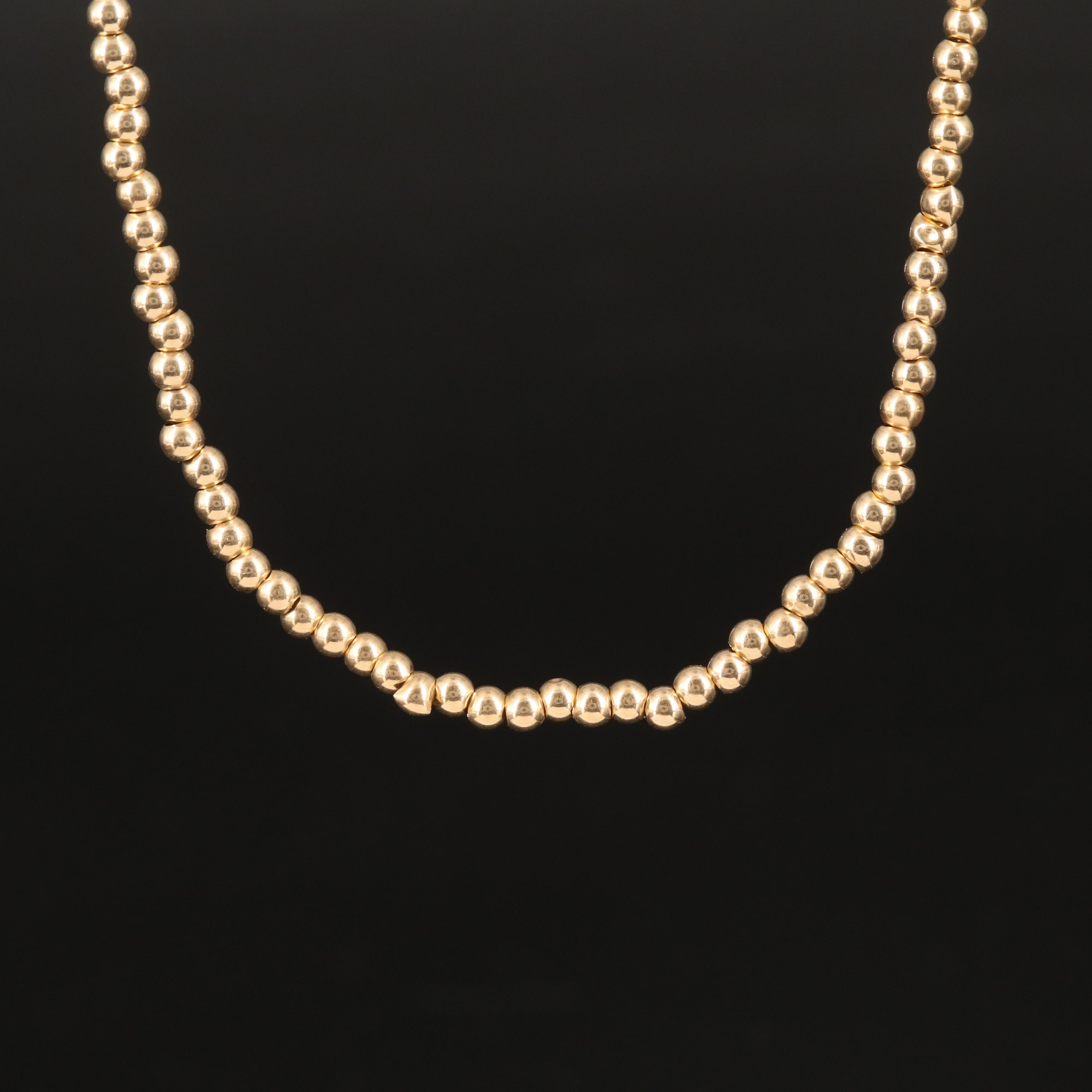 14K Bead Necklace with Sterling Clasp