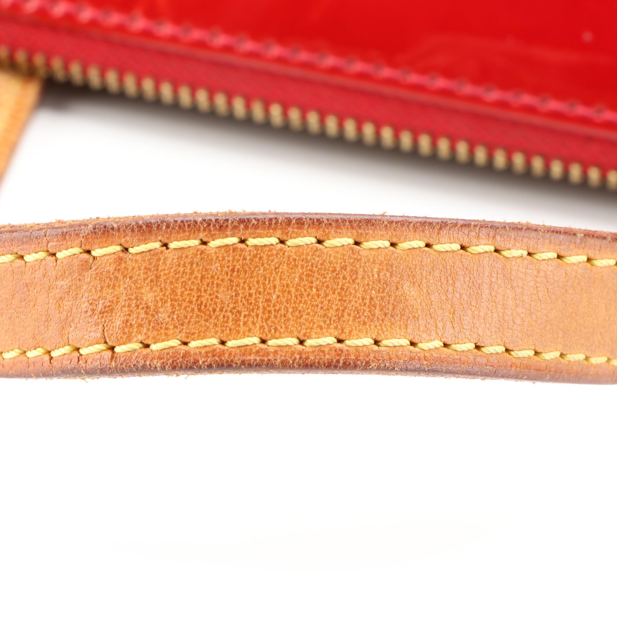 Louis Vuitton Bellevue PM in Red Monogram Vernis and Vachetta Leather