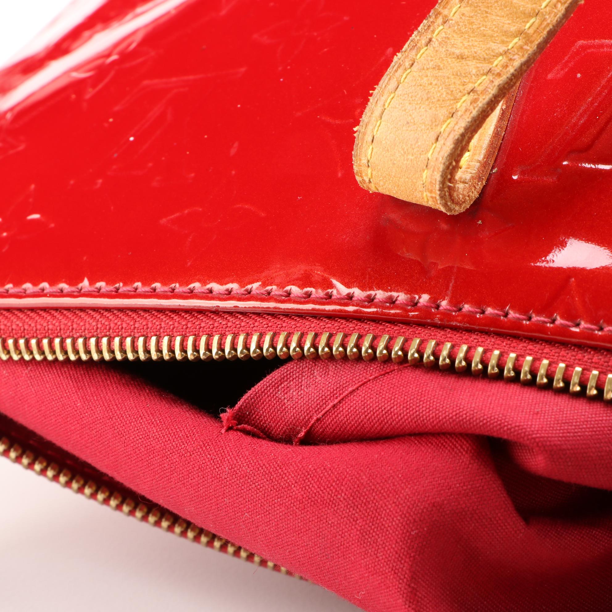 Louis Vuitton Bellevue PM in Red Monogram Vernis and Vachetta Leather