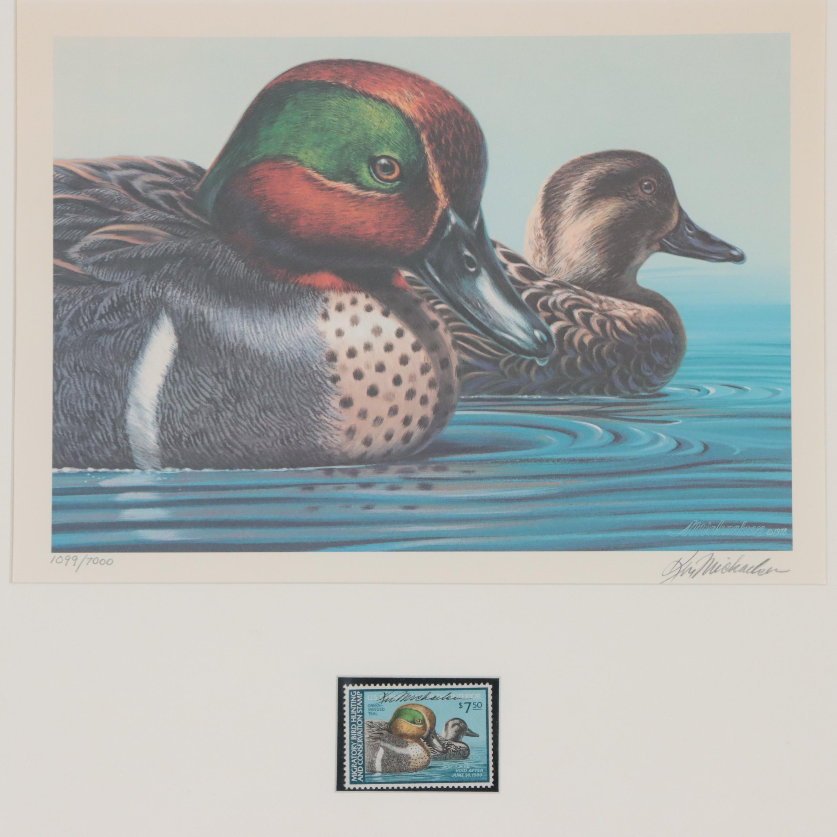 Waterfowl Themed Offset Lithographs and Postage Stamps