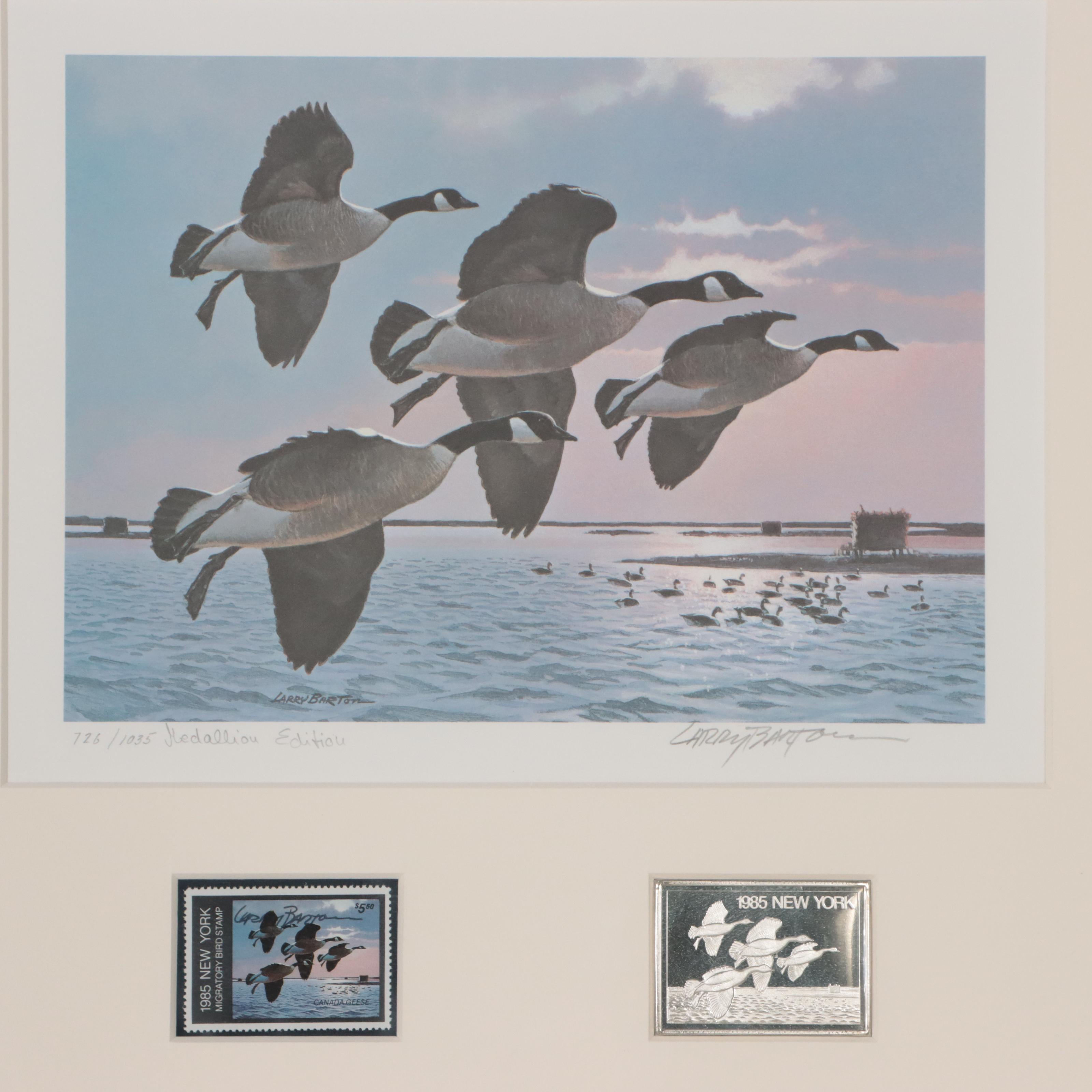 Waterfowl Themed Offset Lithographs and Postage Stamps
