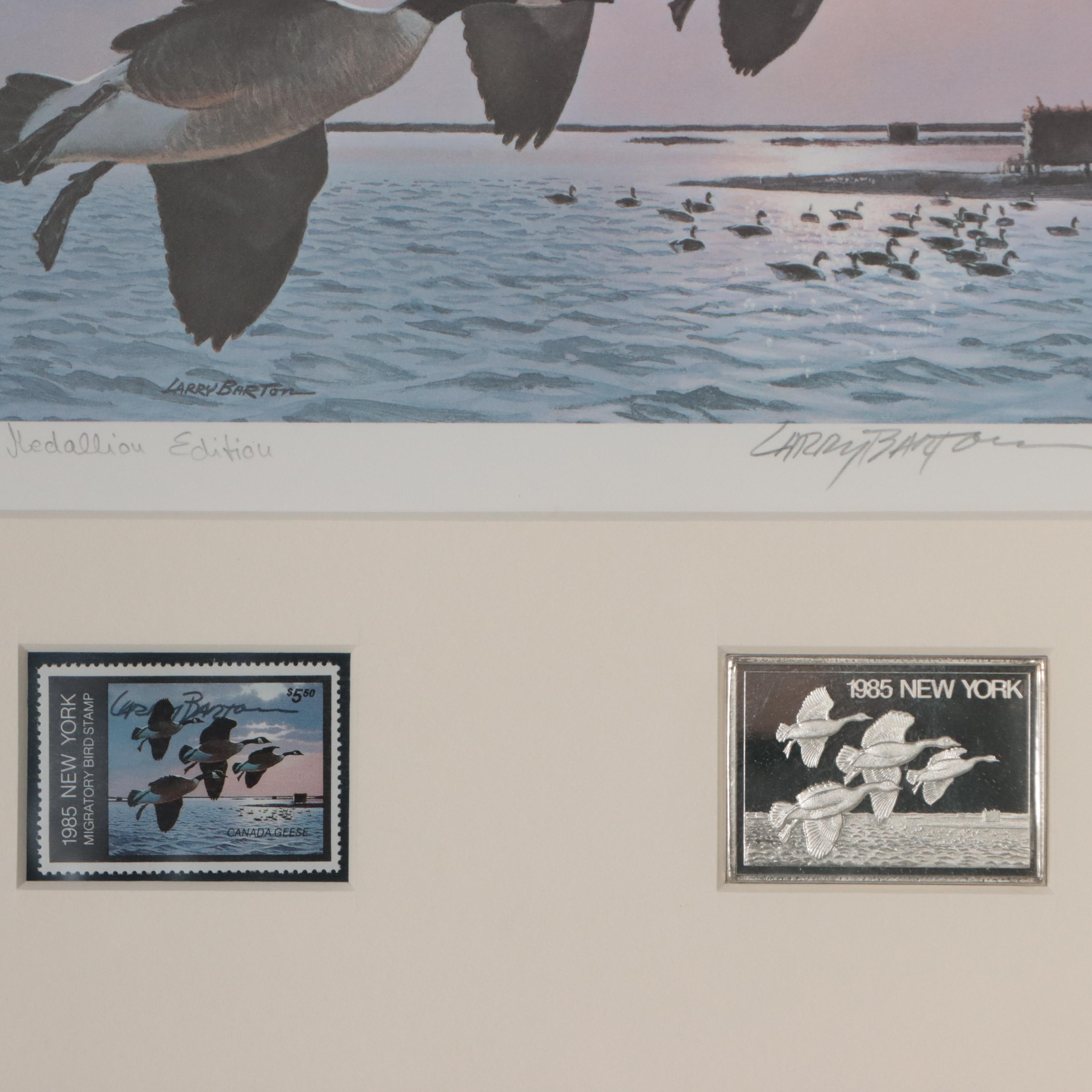 Waterfowl Themed Offset Lithographs and Postage Stamps