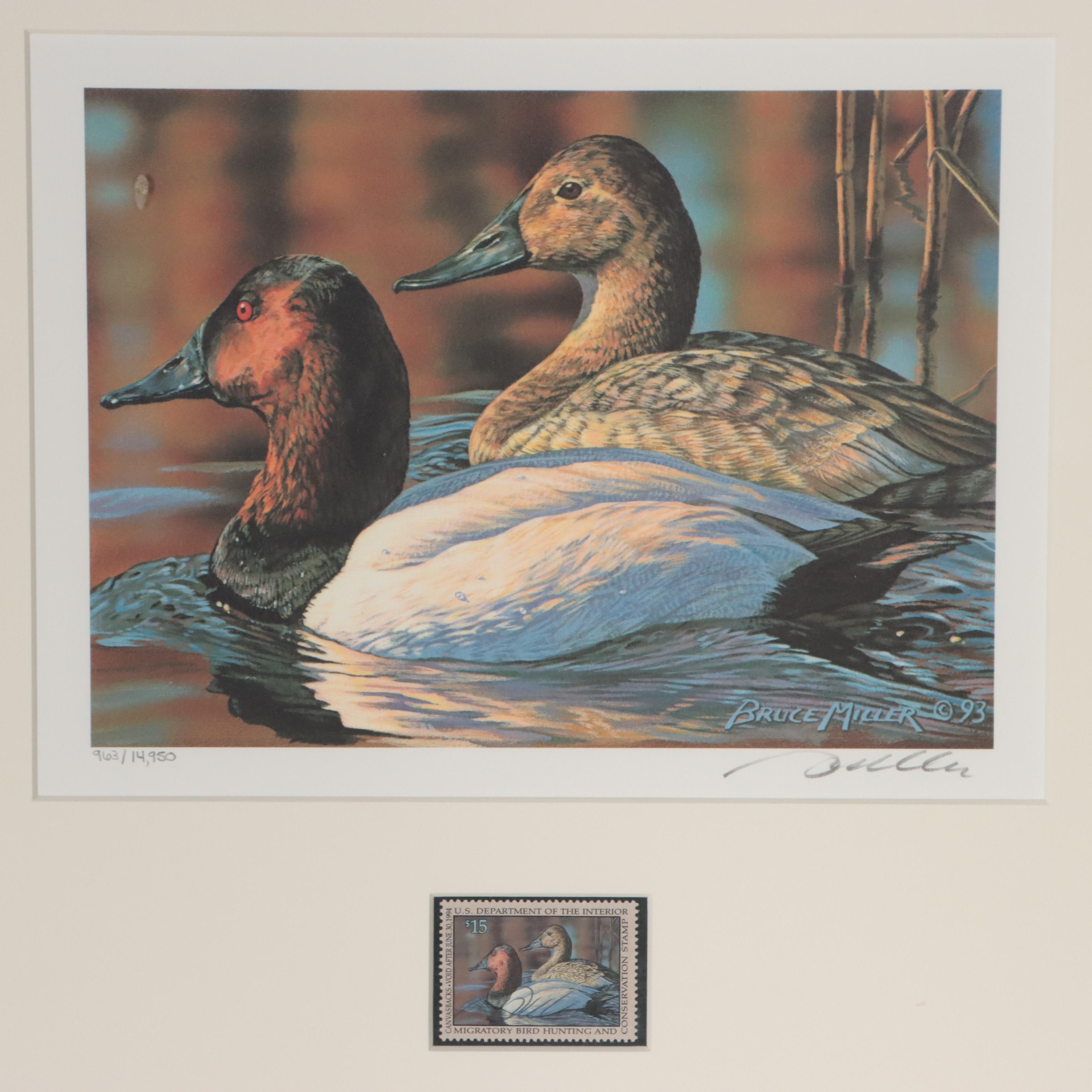Waterfowl Themed Offset Lithographs and Postage Stamps