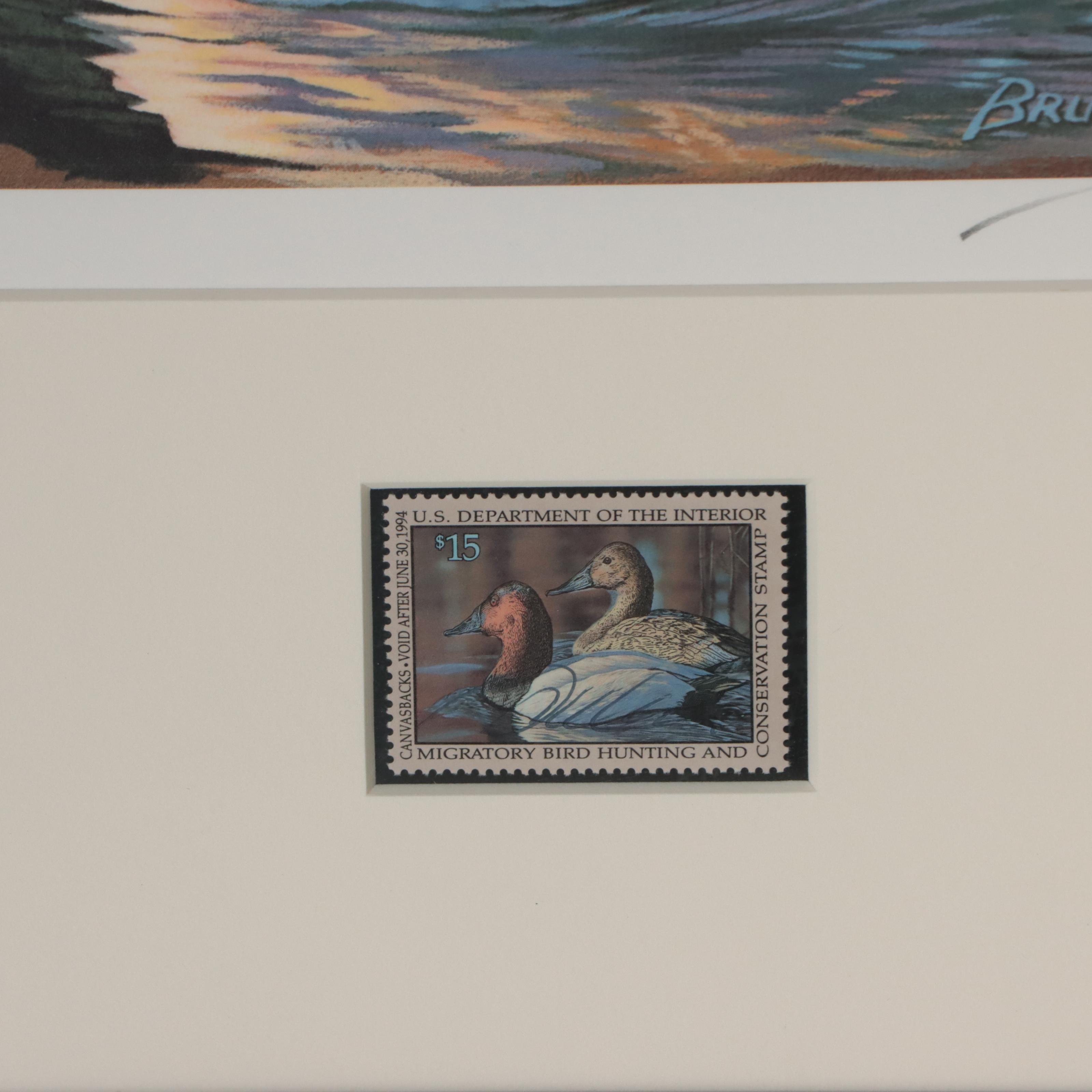 Waterfowl Themed Offset Lithographs and Postage Stamps