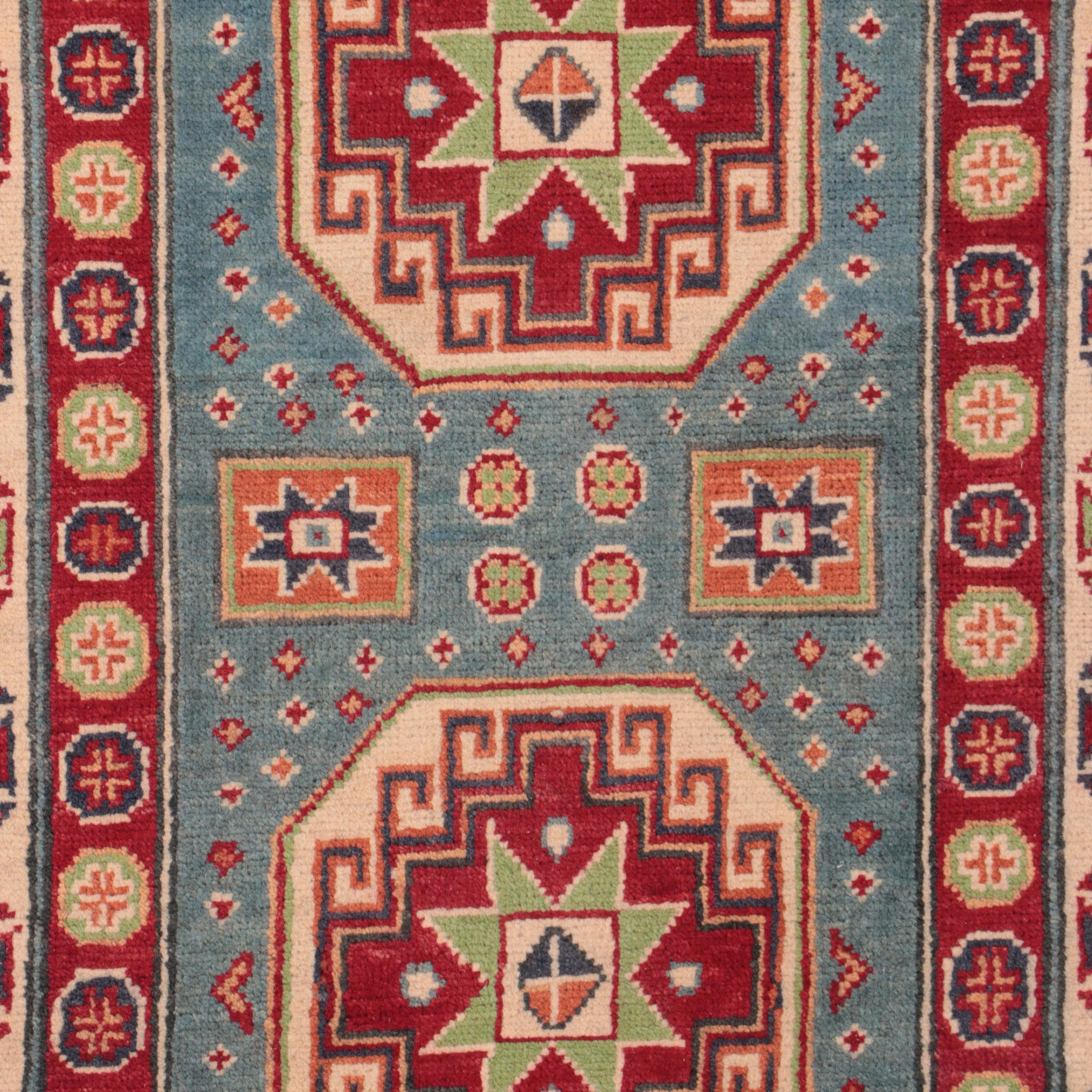 3' x 4'2 Hand-Knotted Pakistani Kazak Area Rug