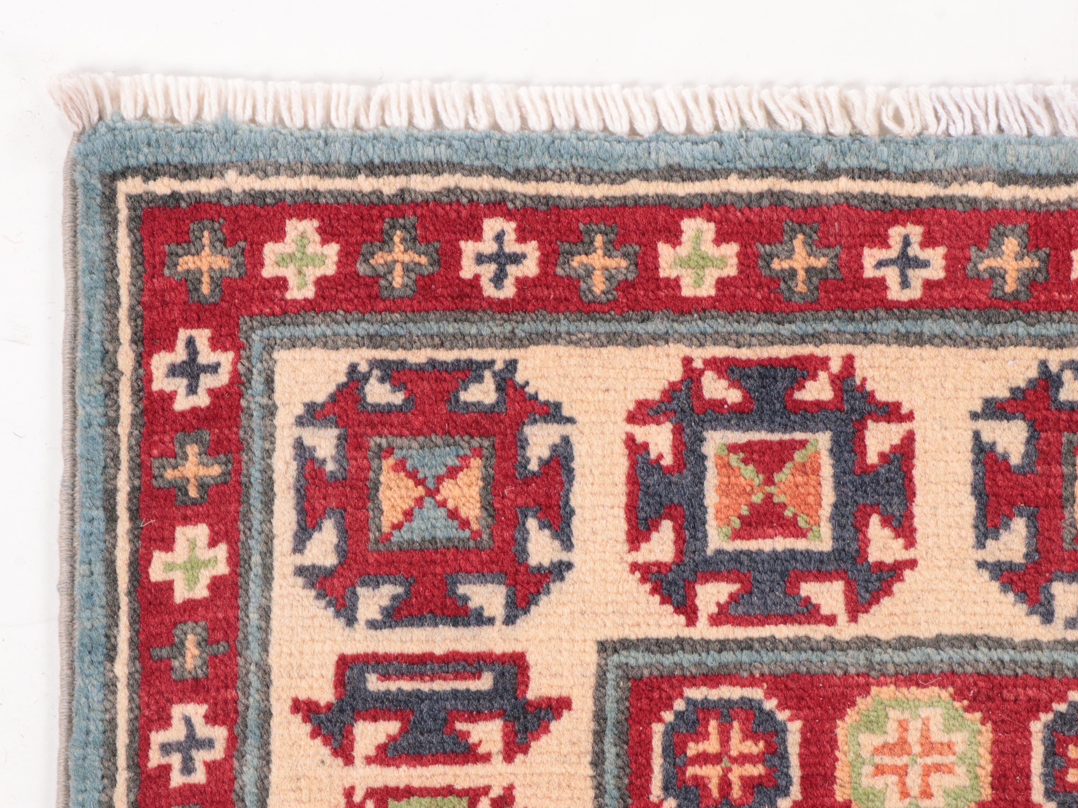 3' x 4'2 Hand-Knotted Pakistani Kazak Area Rug