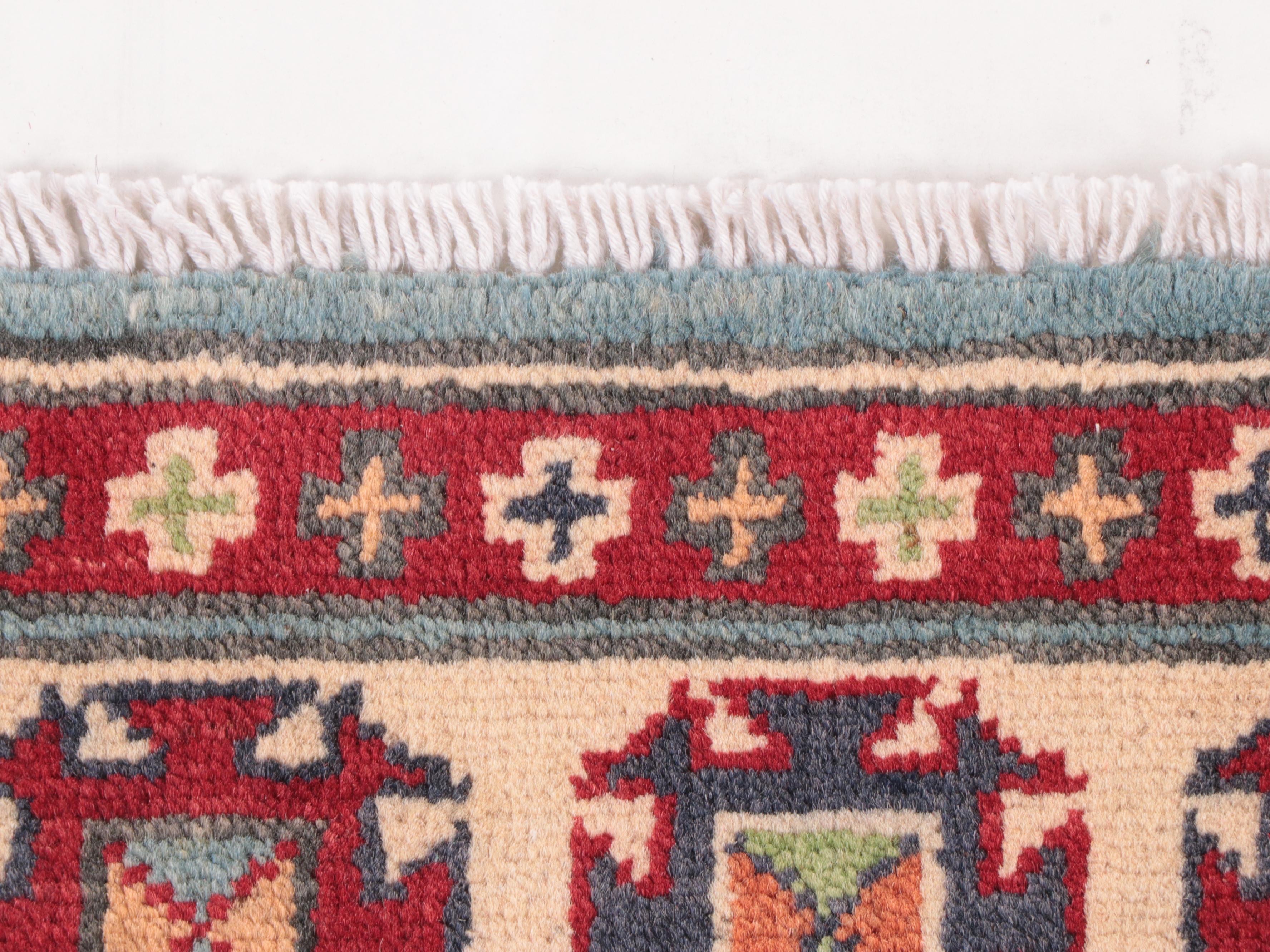 3' x 4'2 Hand-Knotted Pakistani Kazak Area Rug