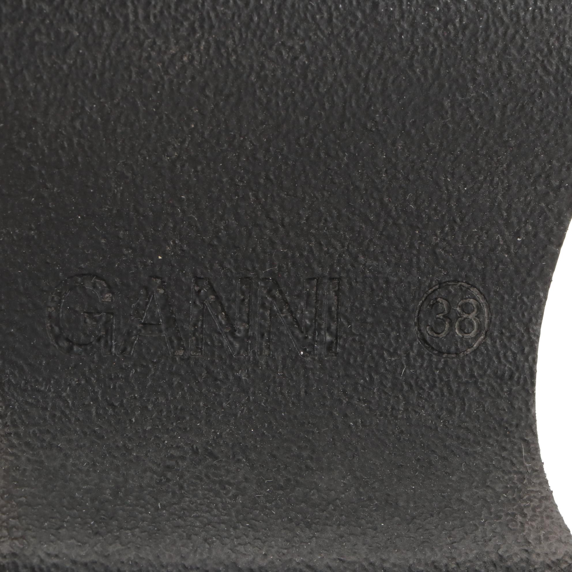 Ganni Studded Clogs in Black Leather with Box