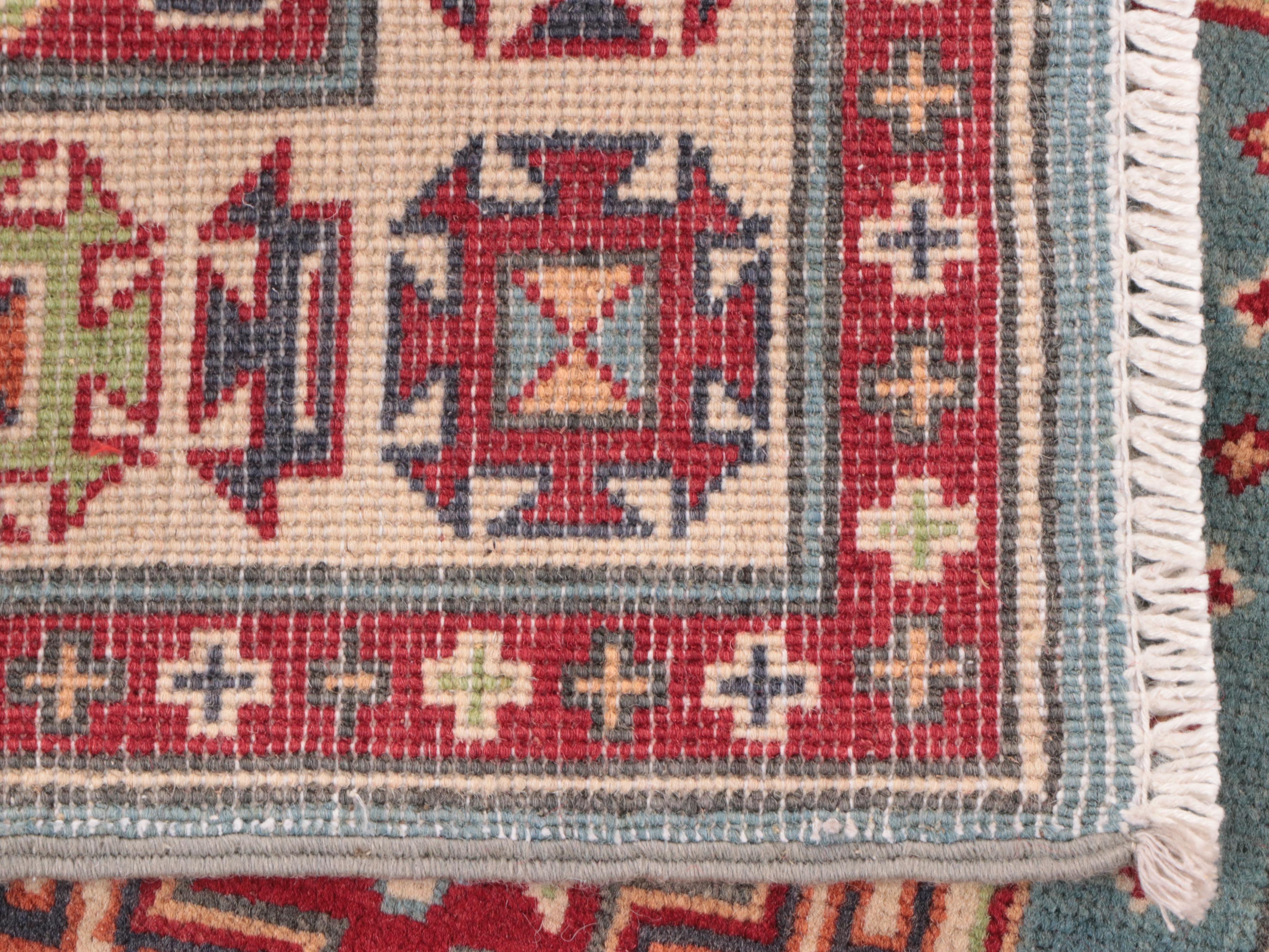 3' x 4'2 Hand-Knotted Pakistani Kazak Area Rug
